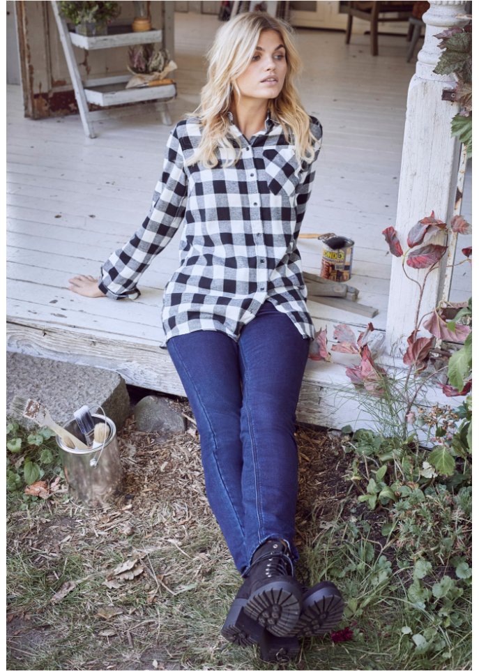 Flanell-Longbluse