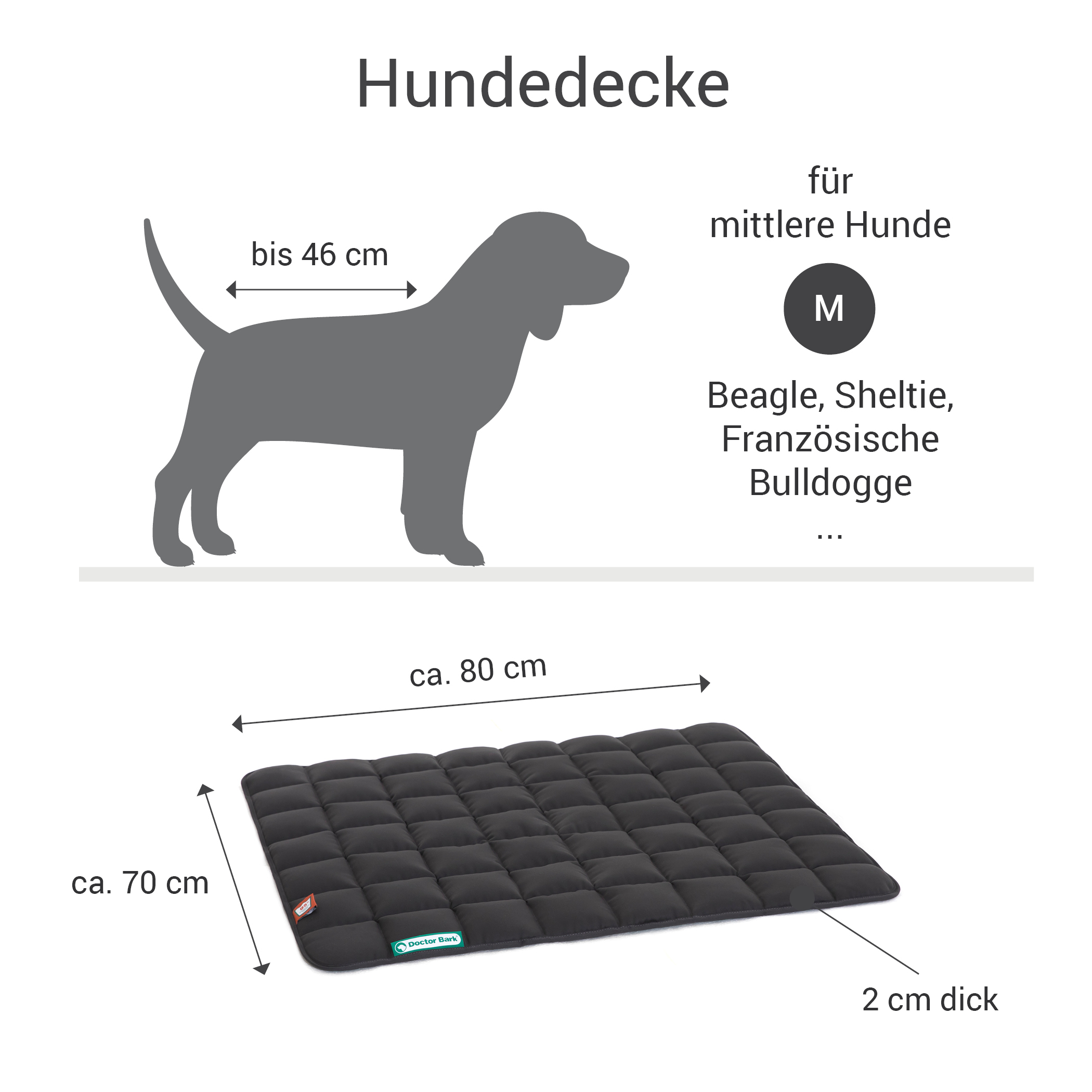 Doctor Bark Hundedecken Doctor Bark Wendedecke grau/ grün M