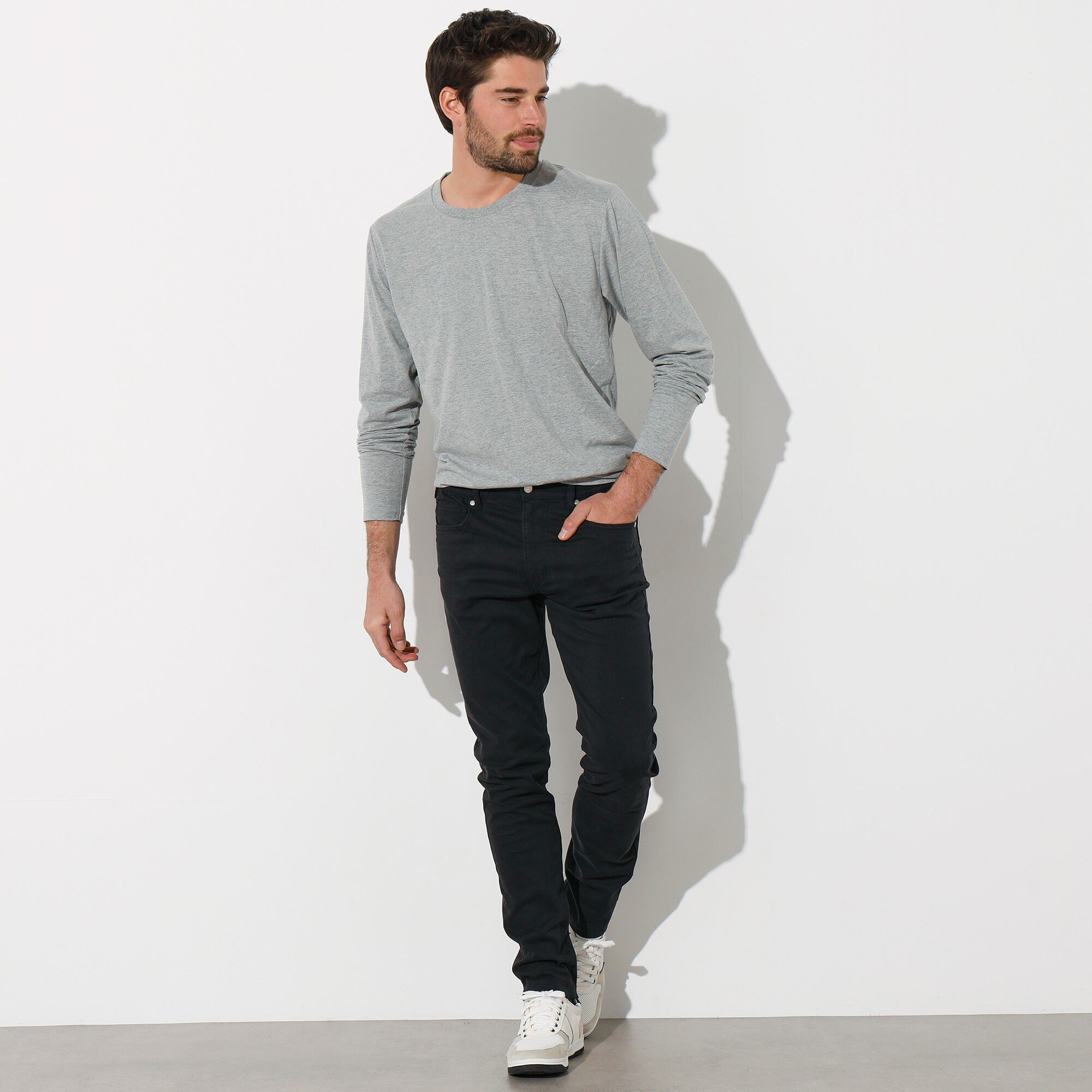 Pantalon droit 5 poches twill coton extensible
