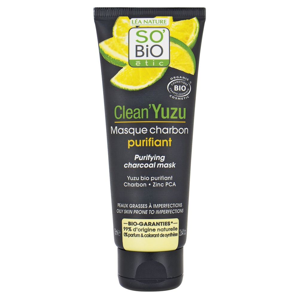 LÉA NATURE SO BiO étic Masque charbon purifiant, Clean'Yuzu Masque