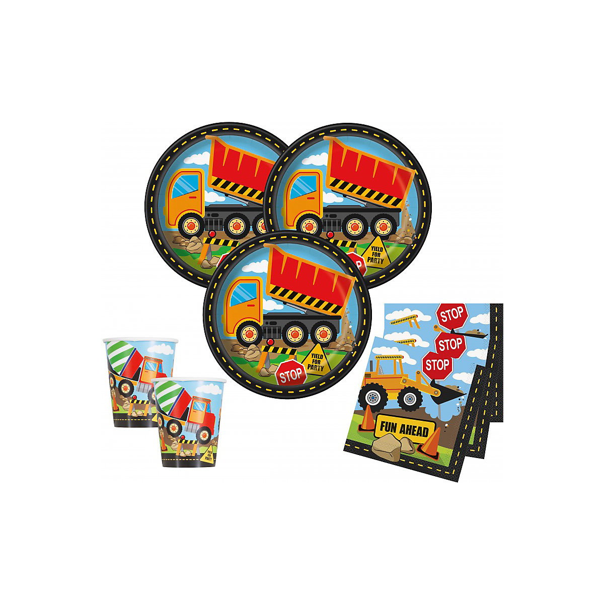 XL 73 Teile Baustelle Party Deko Set für 8 Kinder