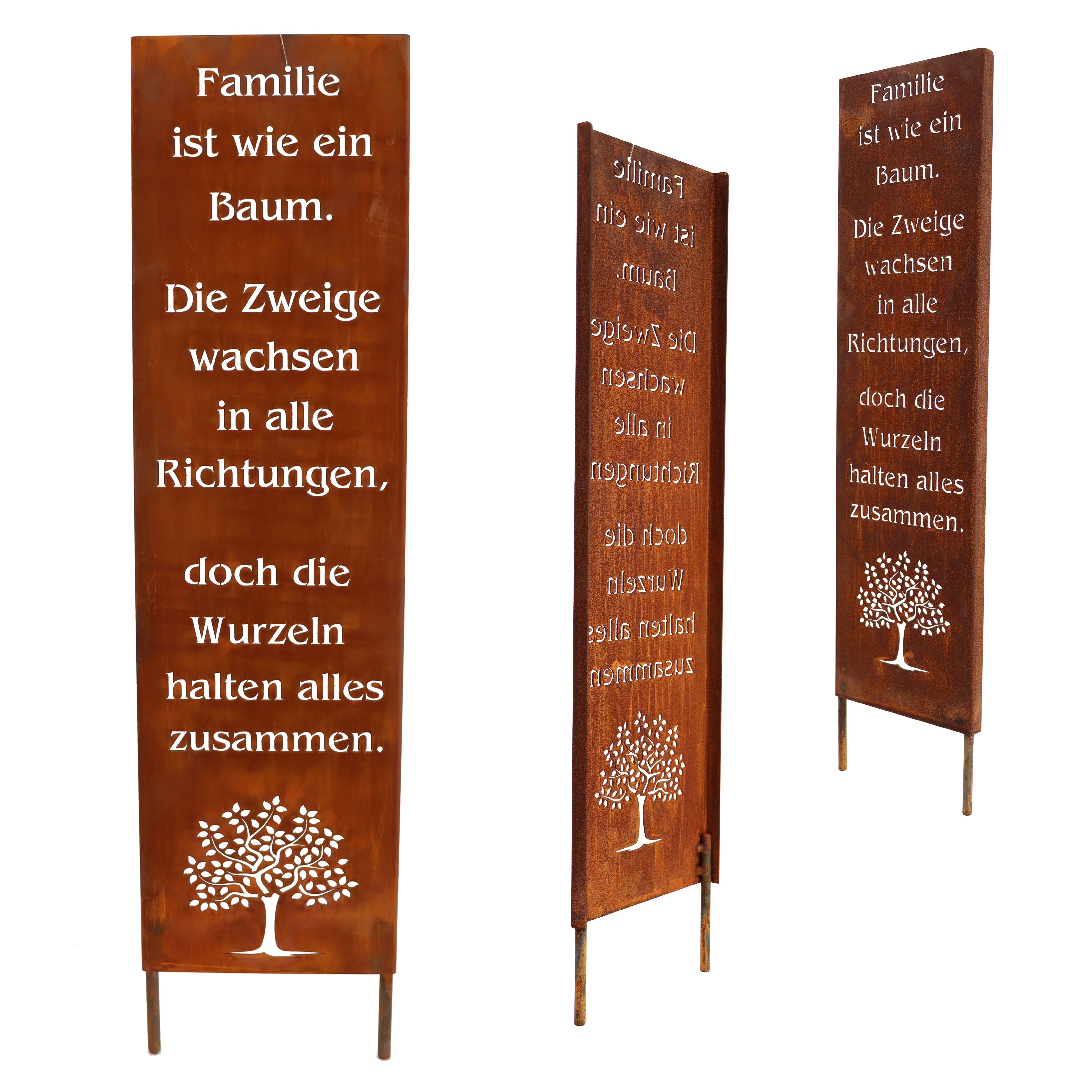 Rostikal Gartenfigur Gartendeko Rost Gartenschild Familie Deko, echter Rost