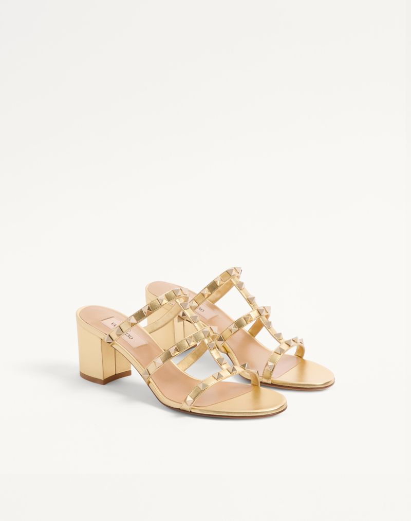 Slide Rockstud Sandal i lamineret nappa 60mm