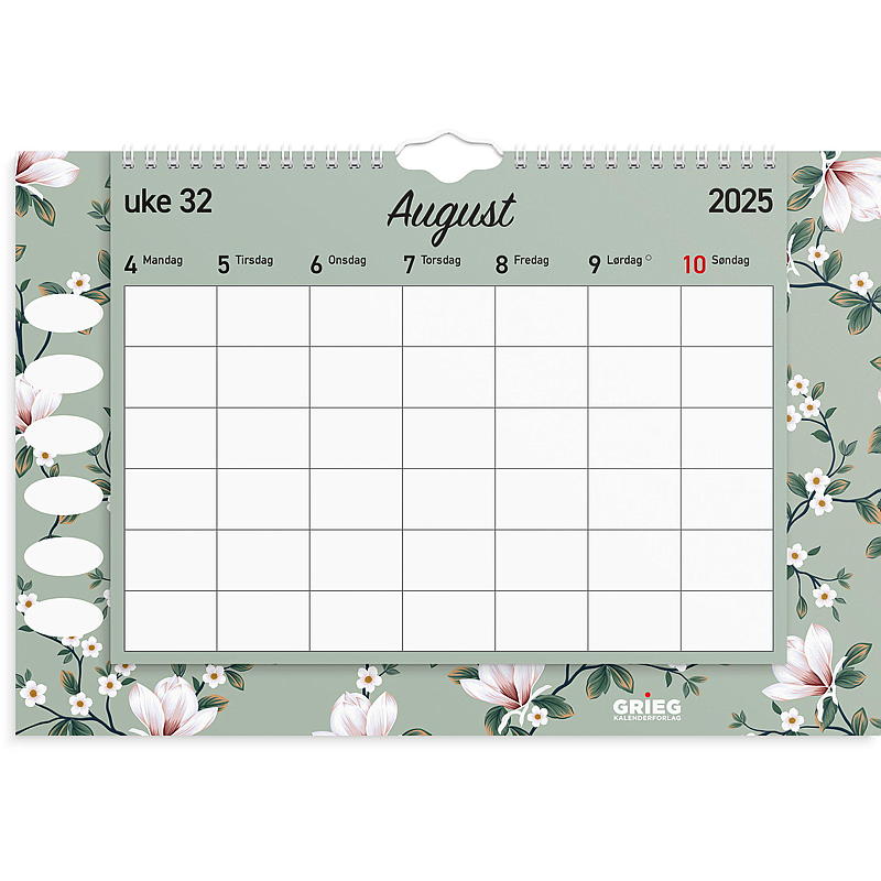 Veggkalender hjemmets timeplan 2025