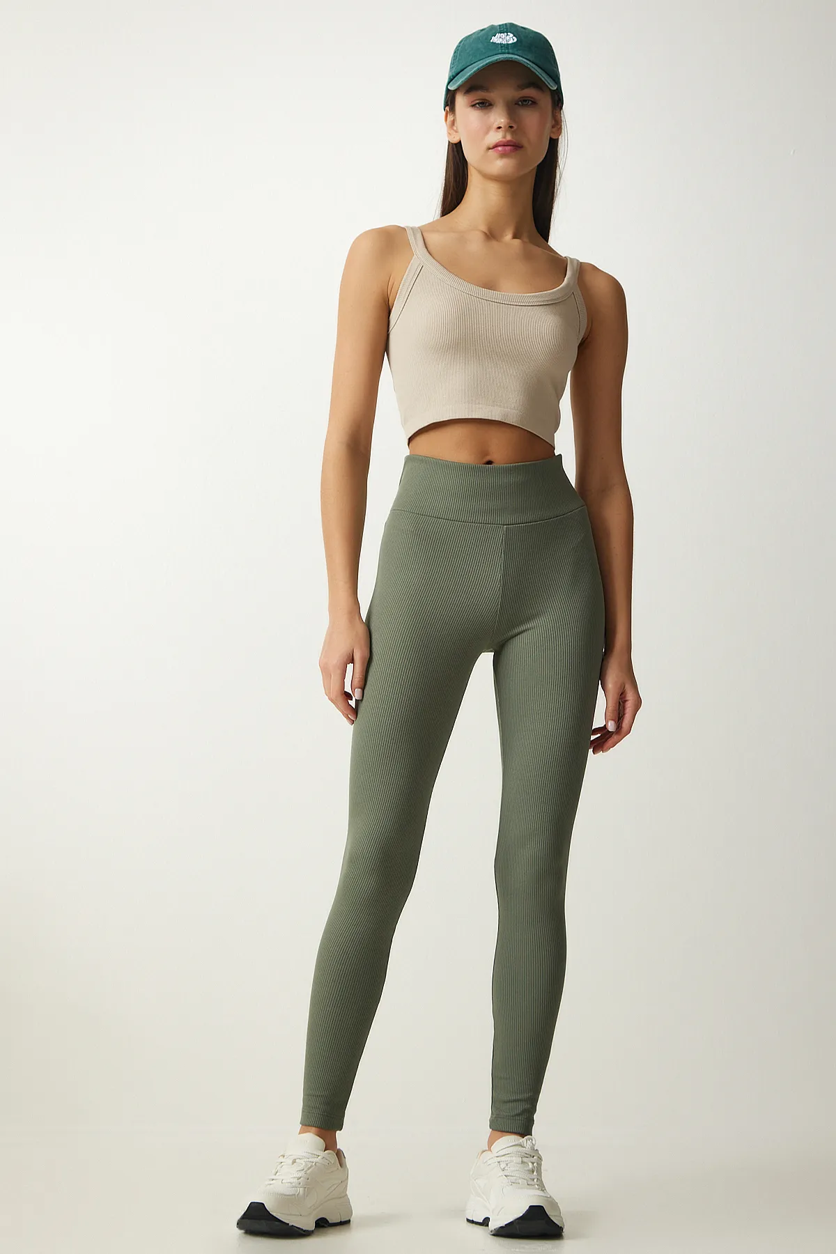 Happiness İstanbul  Grüne Wickelstrumpfhose mit hoher Taille für Damen HW00003
