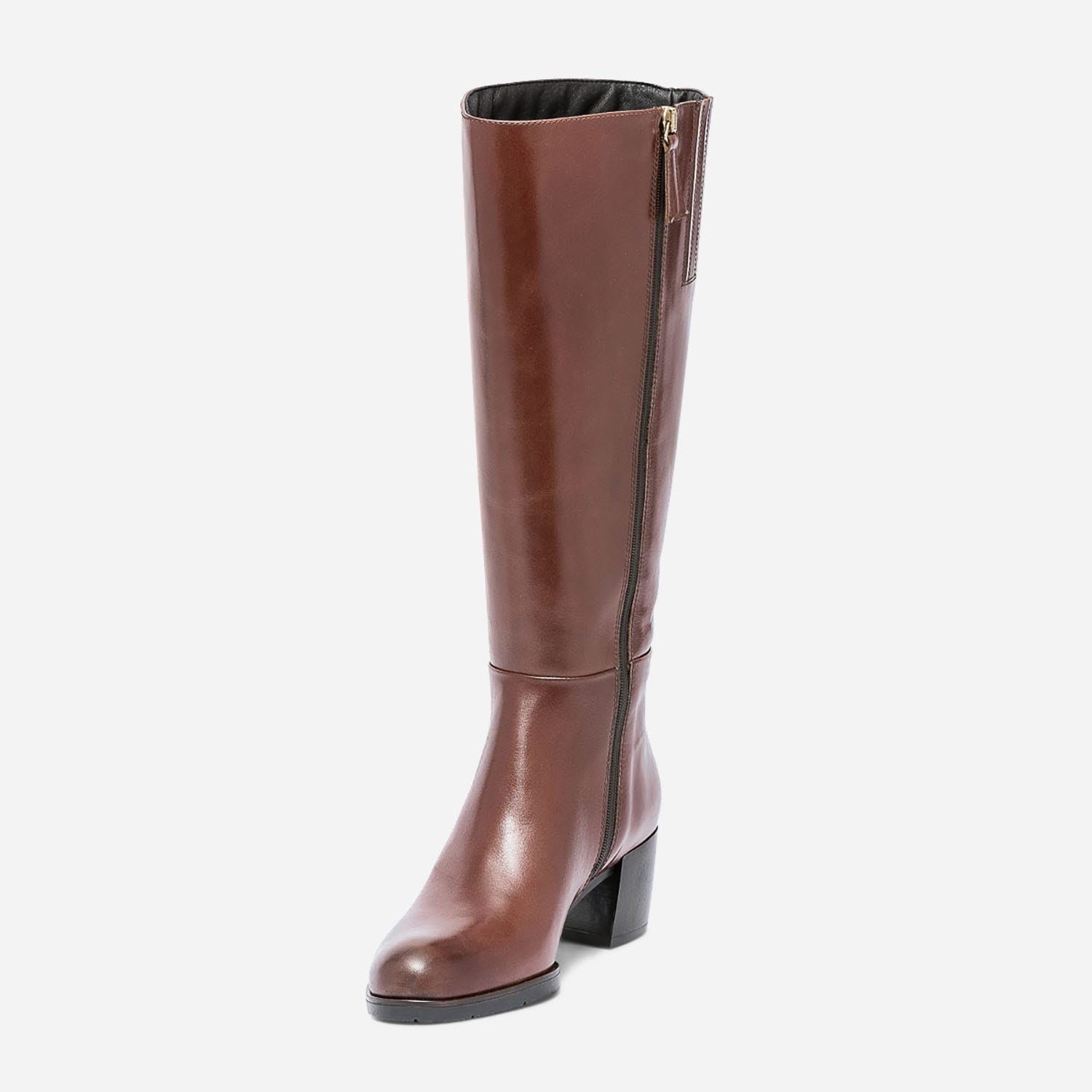 Botte cognac en cuir pour mollet large