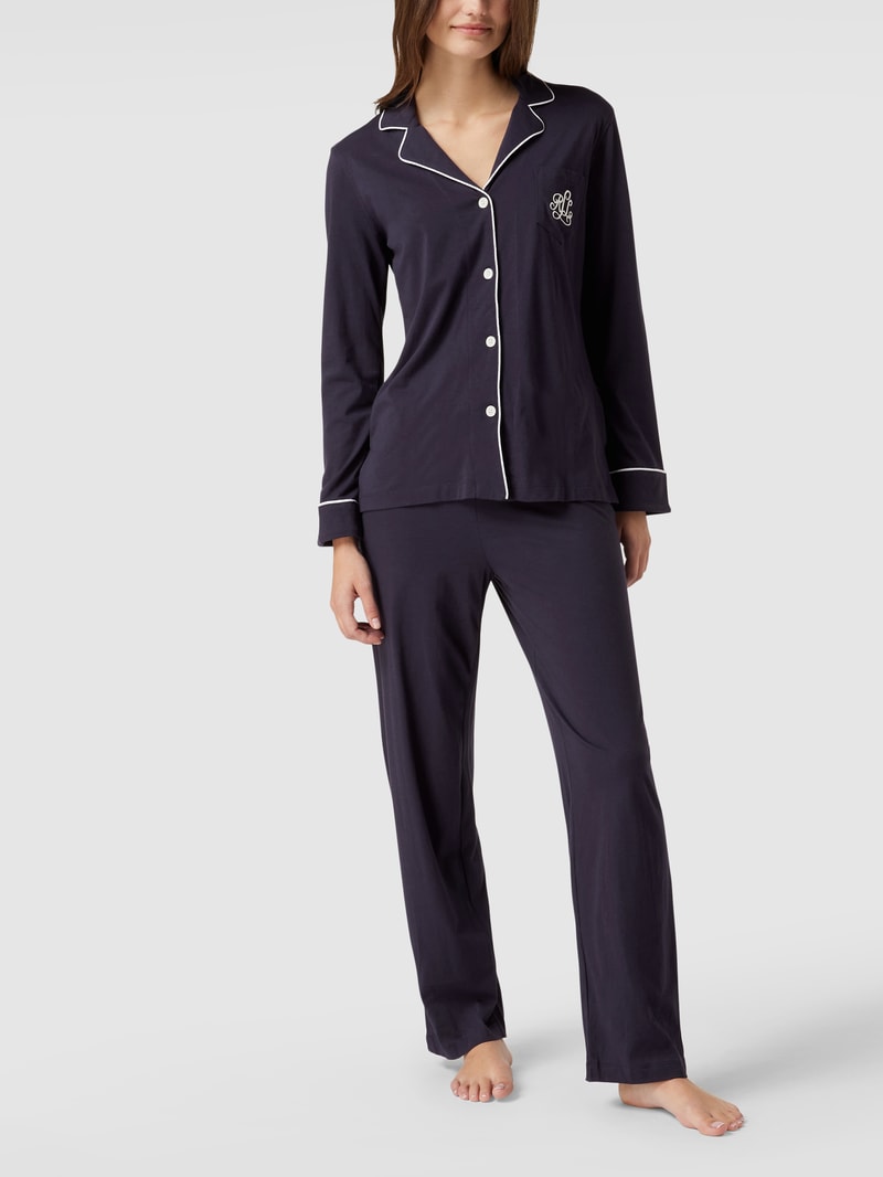 Pyjama aus Baumwoll-Modal-Mix in marineblau