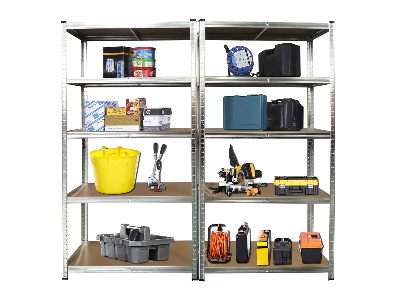 Kraft Werkzeuge Schwerlastregal 5-stufig 2er-Set je ca. 180 x 90 x 40 cm