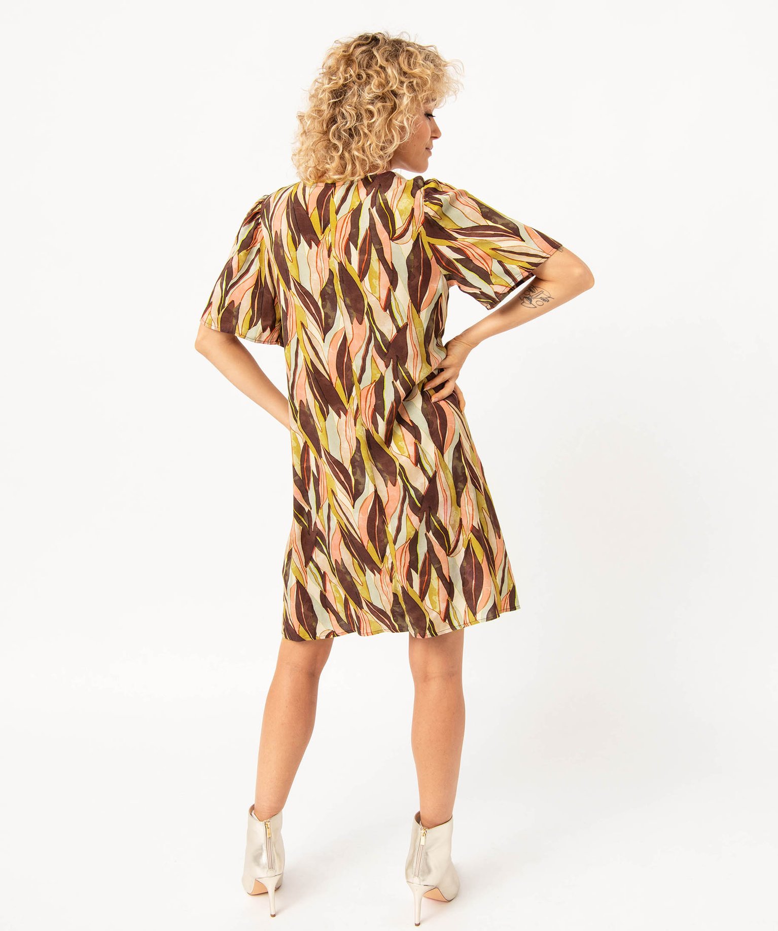 Robe imprimée à manches courtes femme imprime | GEMO