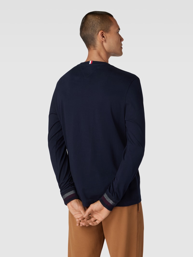 Longsleeve mit Label-Print Modell 'COLLEGIATE' in marineblau