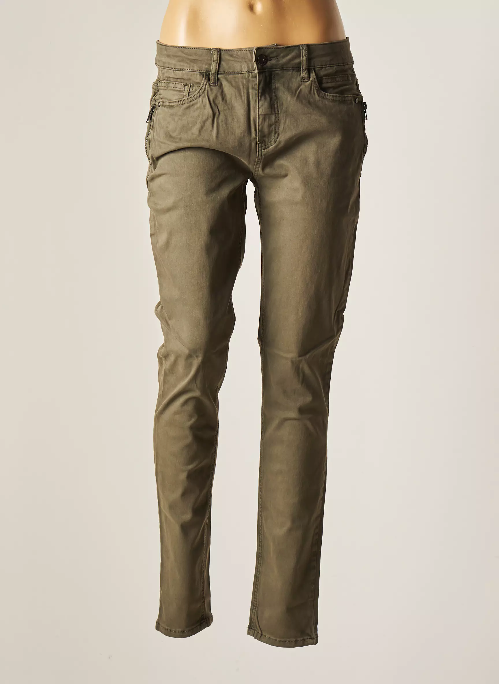 Fransa Pantalons Slim Femme couleur vert