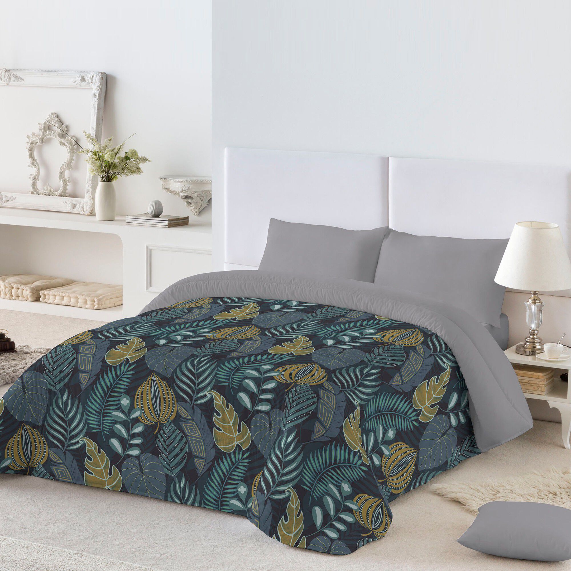 Couette microfibre imprimée Feuilles
