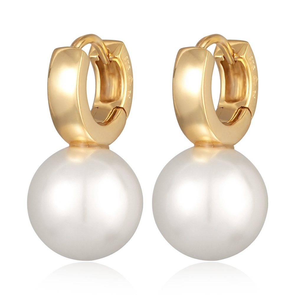 Elli Elli Boucles d'Oreilles Femmes Créoles Élégant avec perle de verre en argent ster Boucles d'oreilles