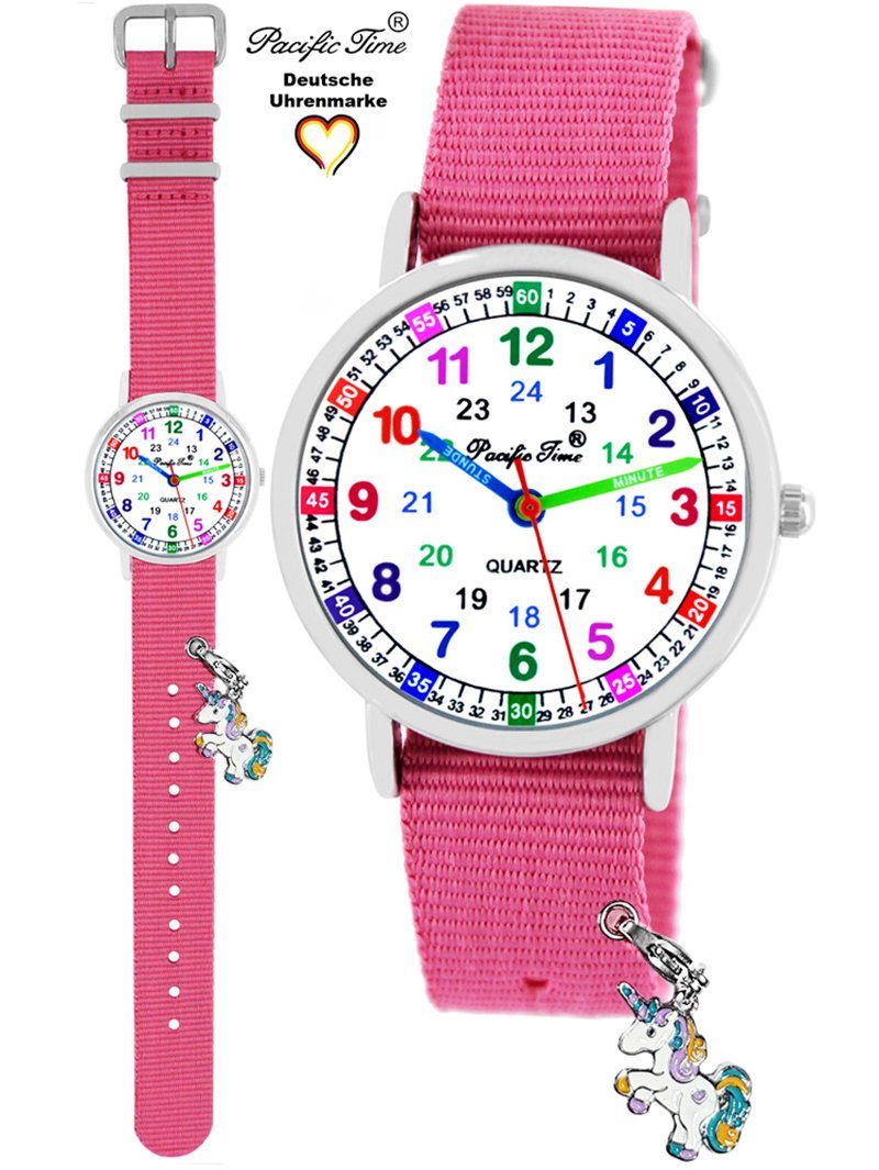 Pacific Time Quarzuhr Kinder Armbanduhr Lernuhr Wechselarmband mit Einhorn Charms, Mix und Match Design - Gratis Versand