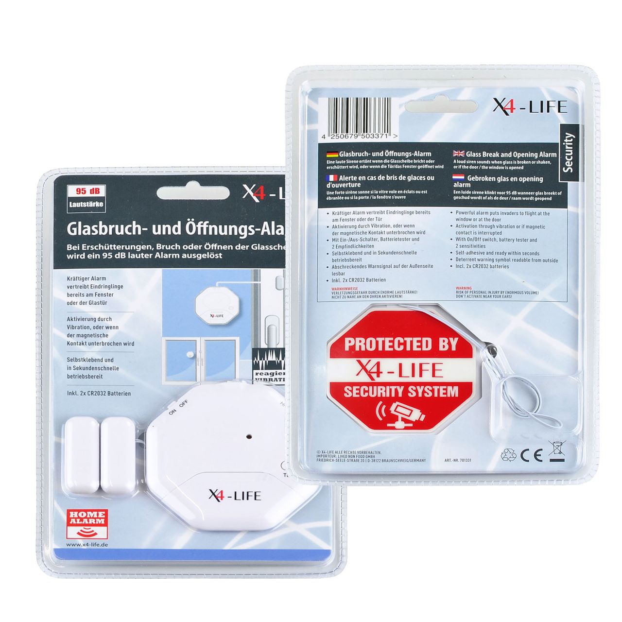 X4-Life Security Glasbruch- und Öffnungs-Alarm