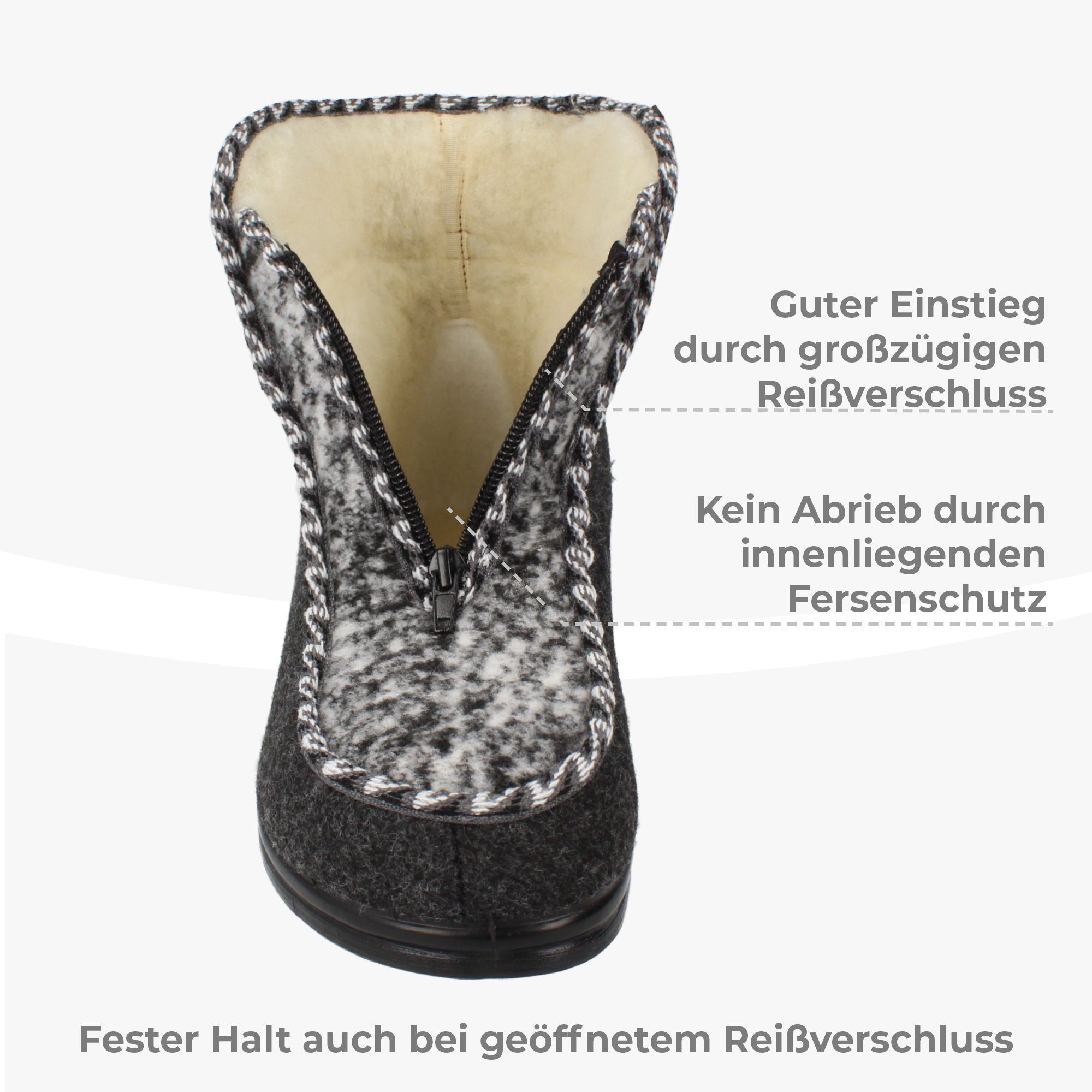 filsko Medle Warme Winter HausSchuhe für Damen Hausschuh aus Filz, mit Schafwolle gefüttert
