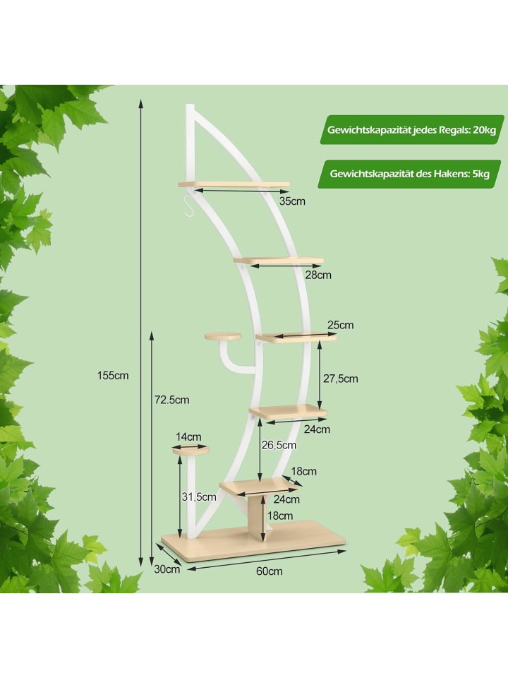 COSTWAY 6-stufiger Pflanzenständer in Weiß günstig kaufen 155 cm
