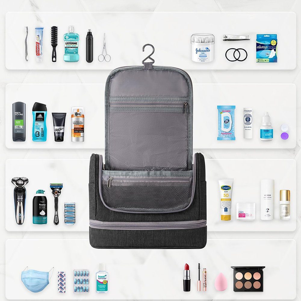 AKKEE Kulturbeutel Kulturbeutel Kulturtasche zum Aufhängen für Herren und Damen (1-tlg., Separate Nasse Und Trockene Lagerung), Kulturtasche, Waschtasche, ideal für den täglichen Gebrauch