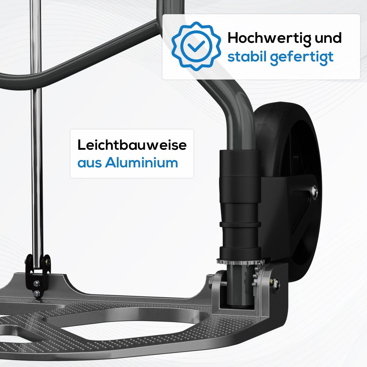 TroniTechnik Sackkarre Handkarre Transportkarre Handwagen, klappbar bis 100 kg Tragfähigkeit, (Transportkarre mit fixierbarem Tragegriff, rutschfeste Transportfläche), faltbar, BxTxH 48x42x98cm, Handkarre zum Transport, Schaumstoffgriff
