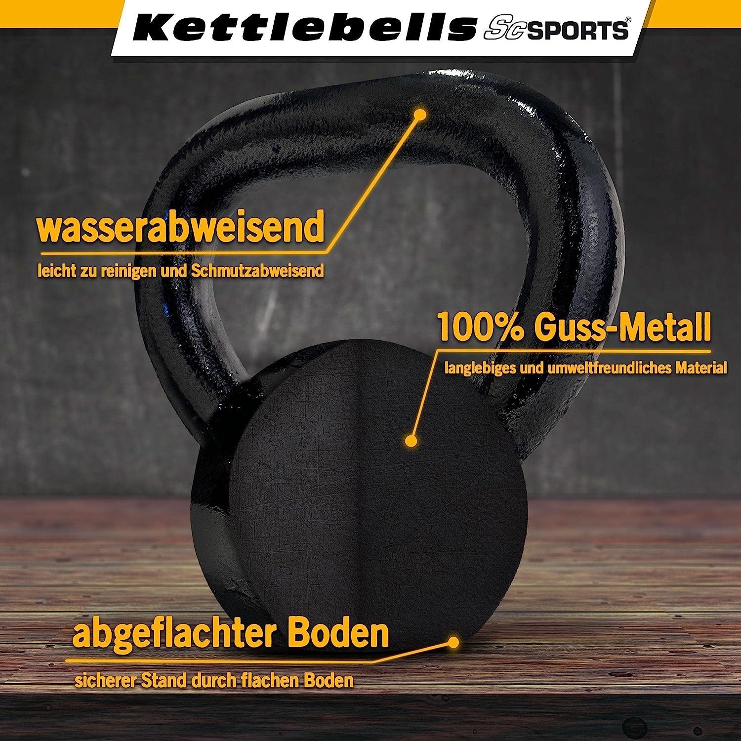 ScSPORTS® Kettlebell 4-28 kg Gusseisen Kugelhantel Kugelgewicht Schwunghantel