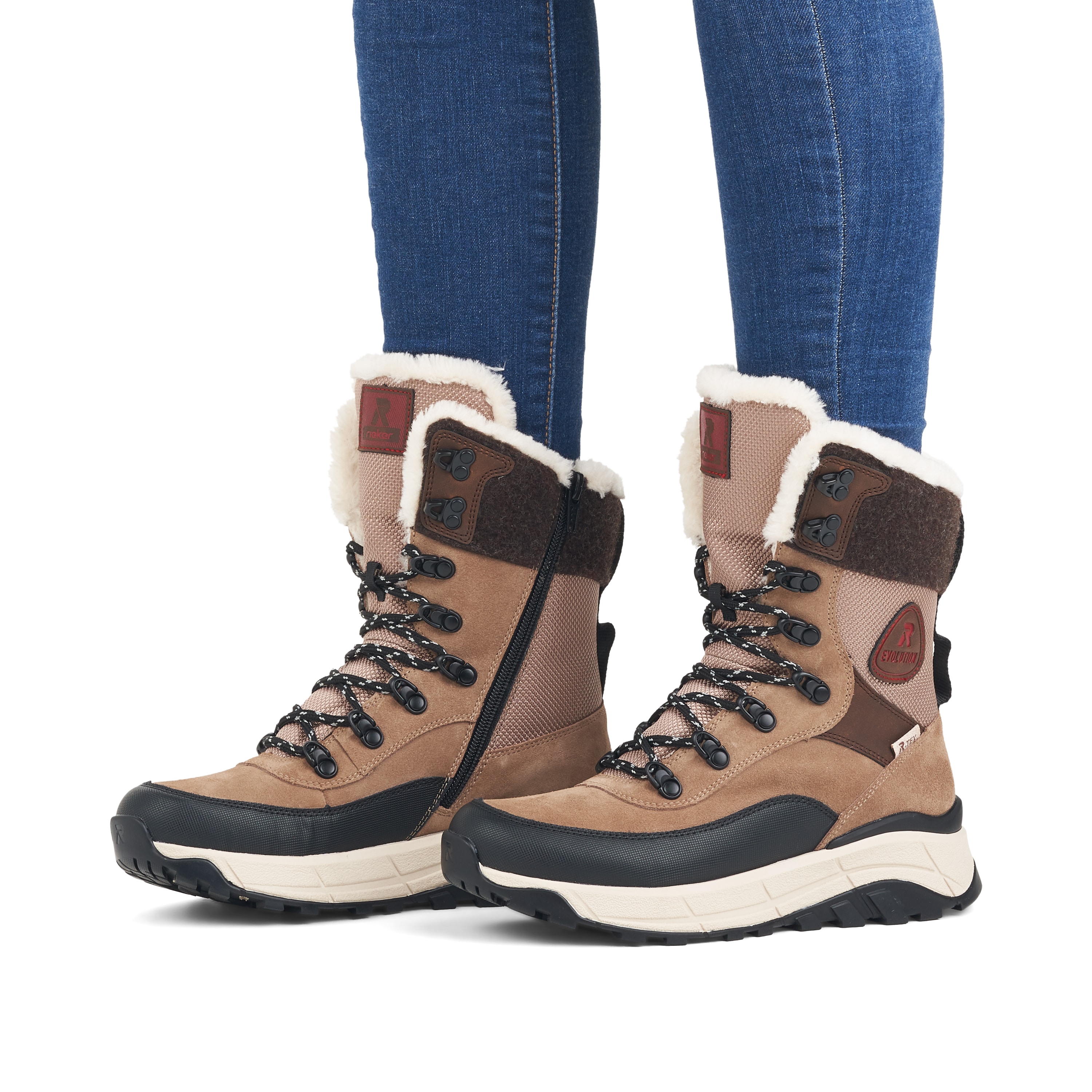 Rieker Damen Schnürstiefel sand beige