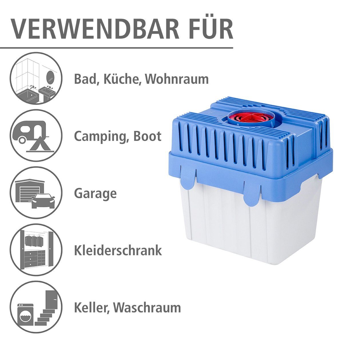WENKO Luftentfeuchter Feuchtigkeitskiller, für 400 m³ Räume, Tank 8 l, inkl. 5 kg Granulat