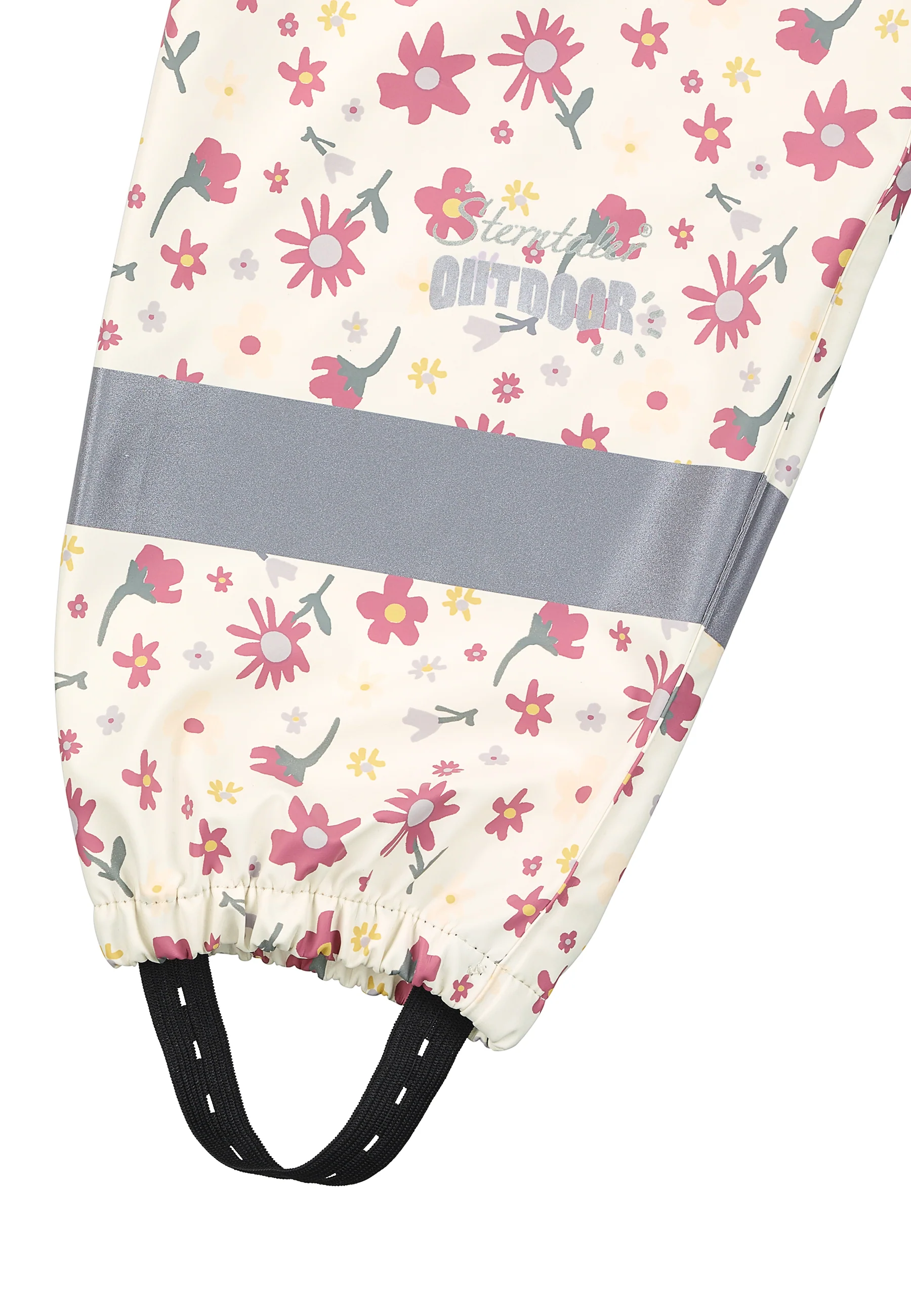 Regenträgerhose Blumen ungefüttert mit Reflektoren