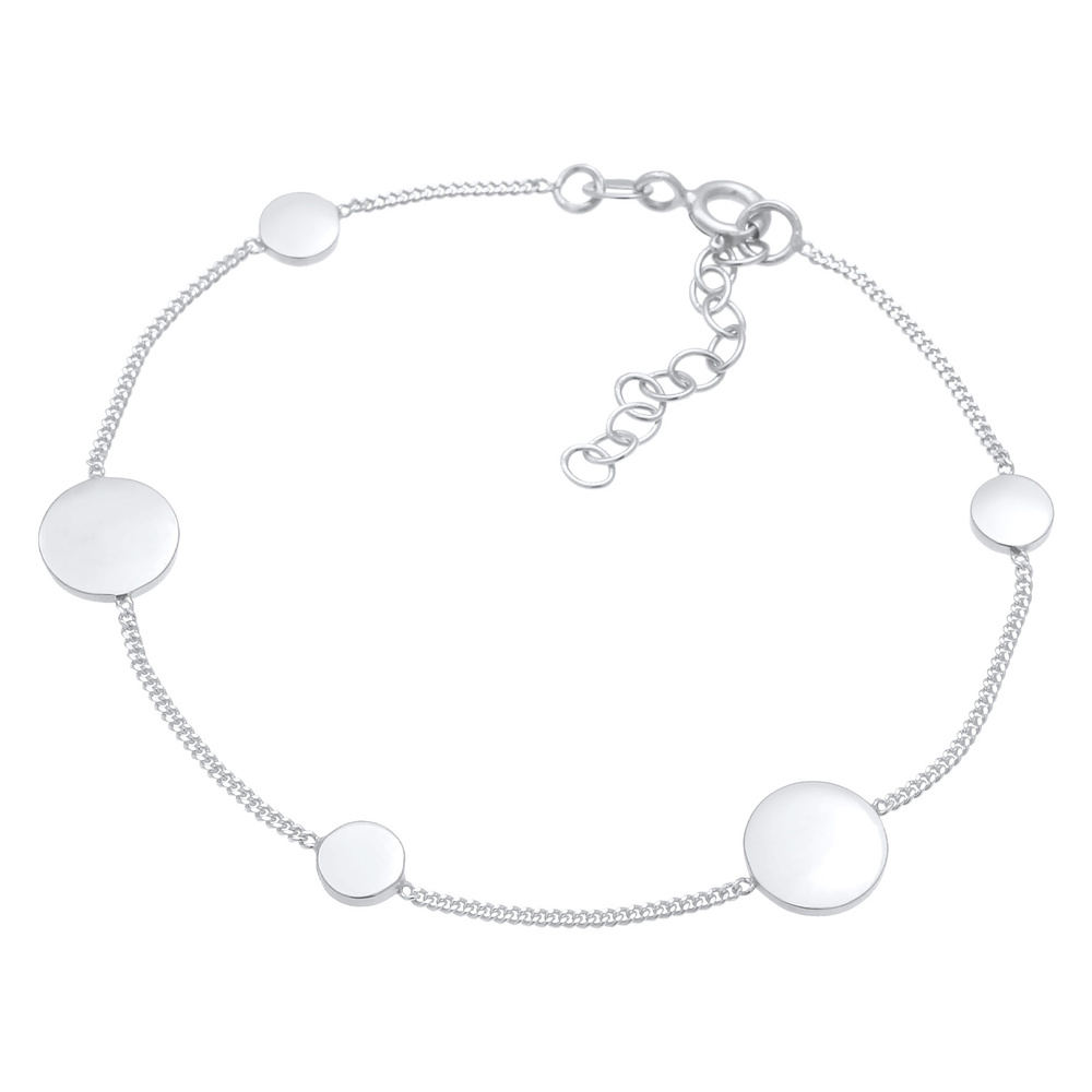 Elli Elli Bracelet Cercle des dames - Plaquette ronde brillante en 925/1000 argent mas Bracelet