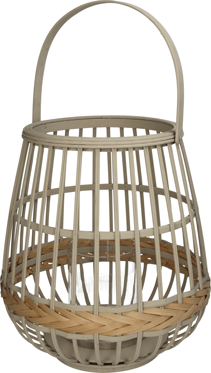 Windlicht aus Bambus, greige (29,5x29,5x32 cm), 1 St