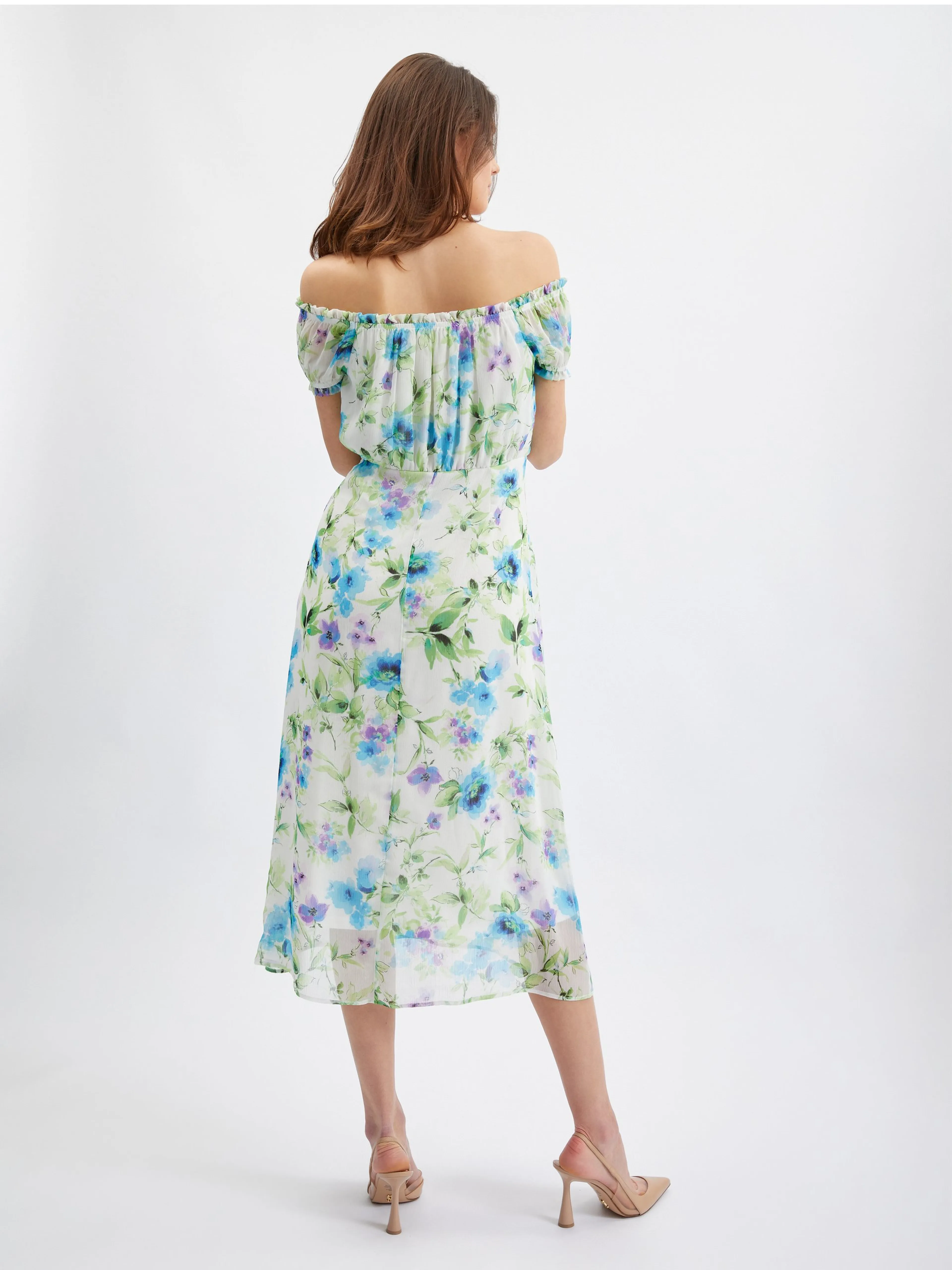 Blau- und cremefarbenes geblümtes Damenkleid ORSAY