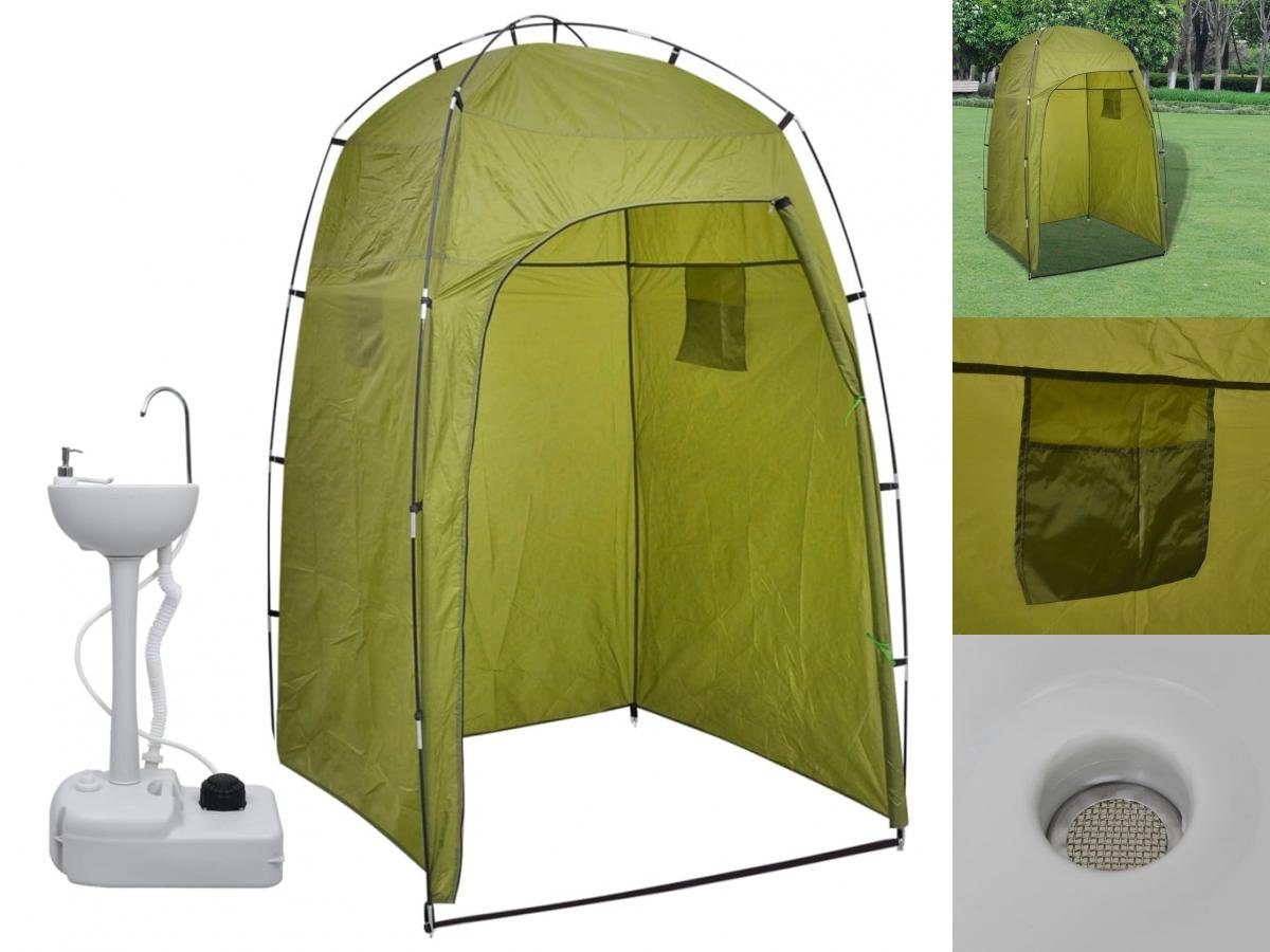 vidaXL Campingtoilette Tragbares Camping-Waschbecken mit Zelt 20 L Toilettenzelt grün