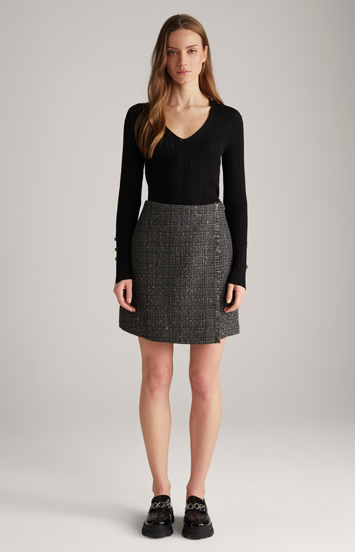 Tweed-Rock in Schwarz/Grau/Gold