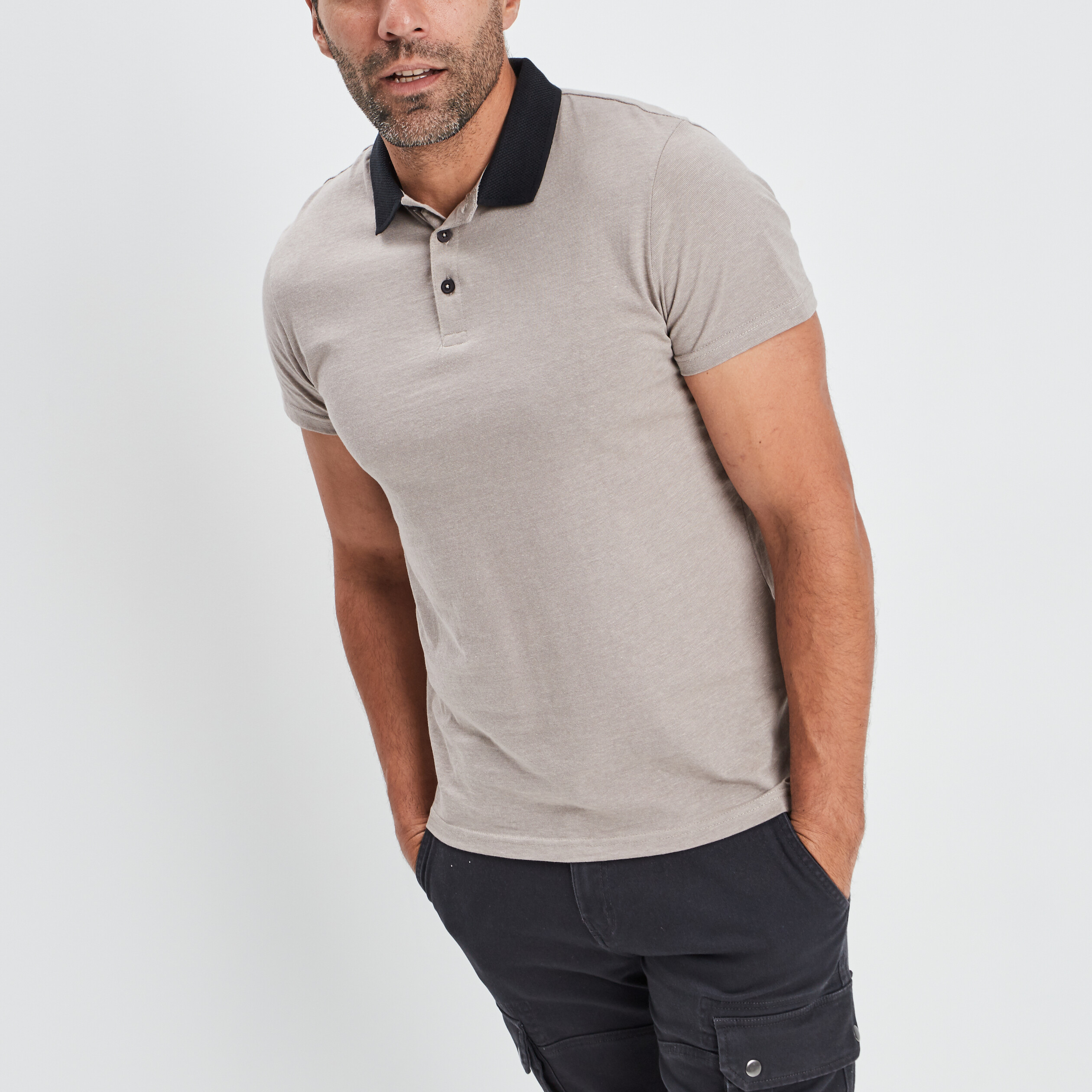 Polo manches courtes taupe homme | La Halle