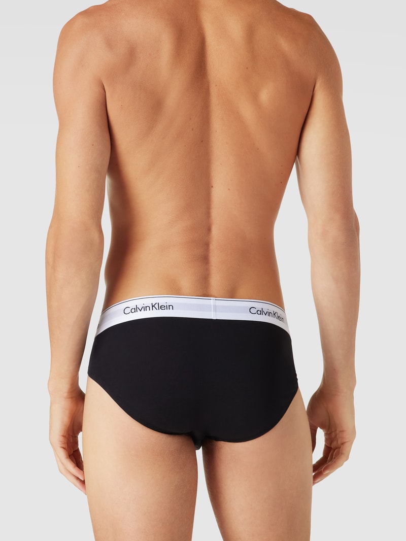 Slip mit Logo-Bund im 3er-Pack Modell 'HIP BRIEF' in dunkelbraun