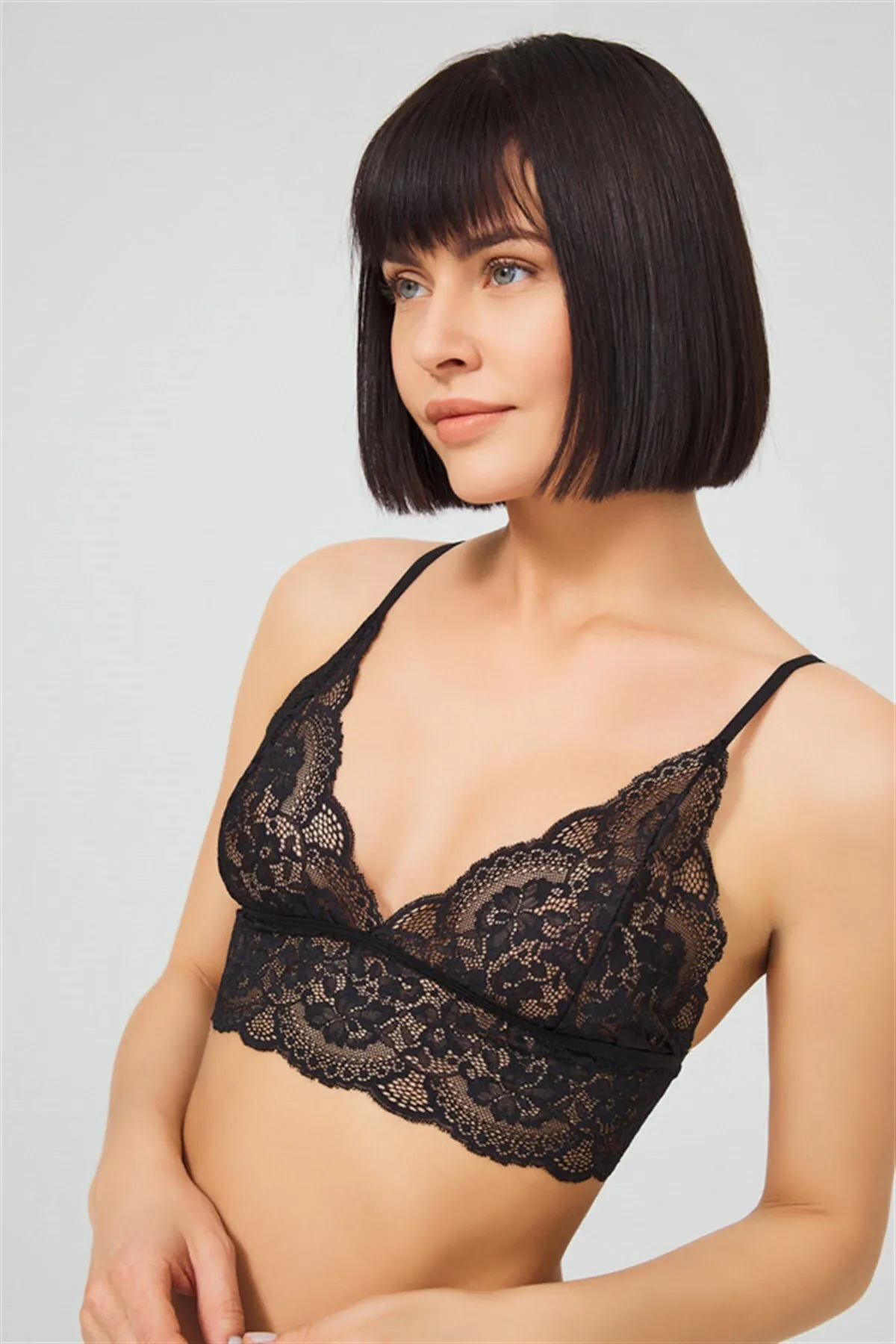 Cottonhill  Transparentes, bügelloses BH-Set für Damen aus schwarzer Spitze