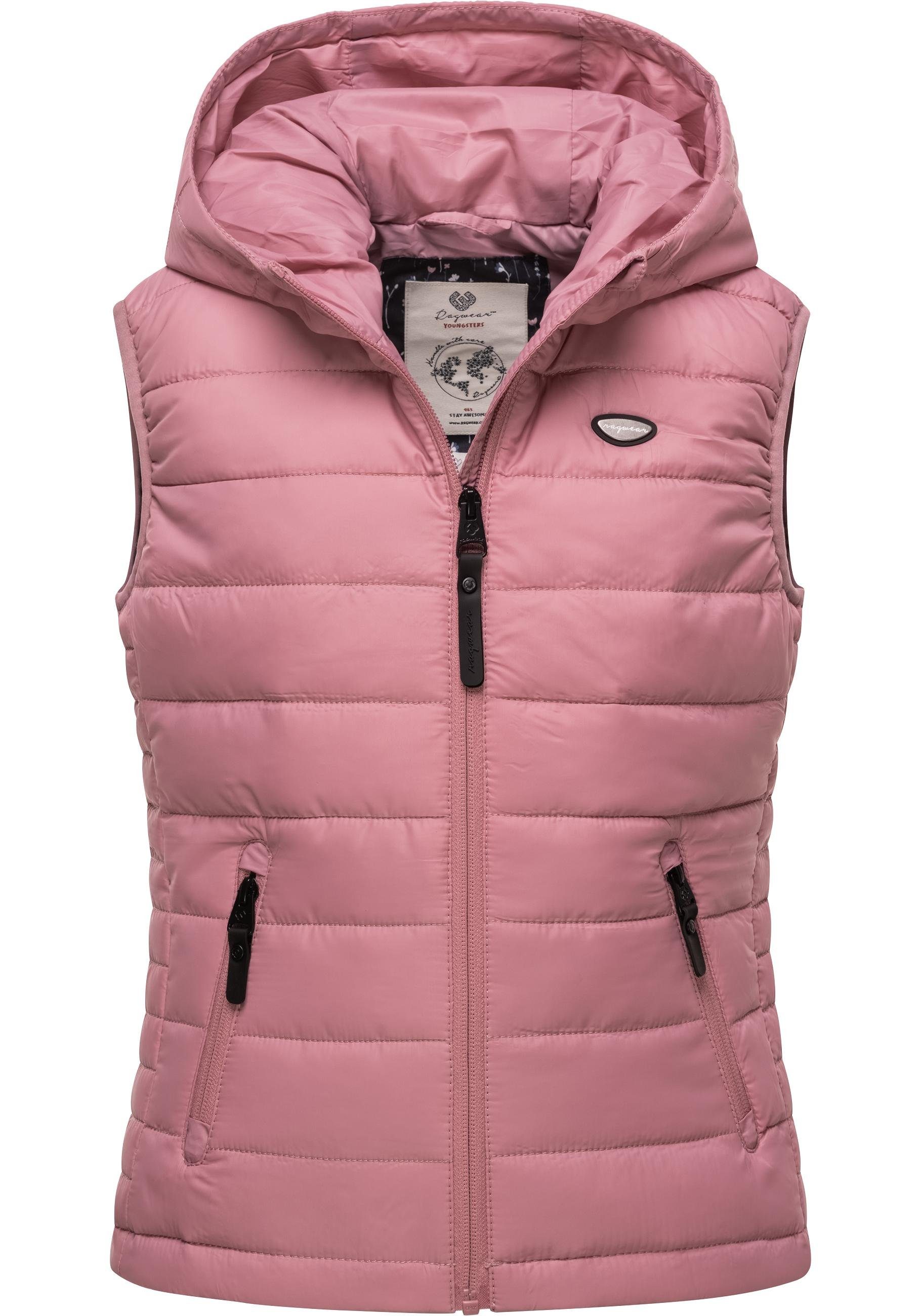 Ragwear Steppweste Seema sportliche Outdoor-Weste mit Kapuze