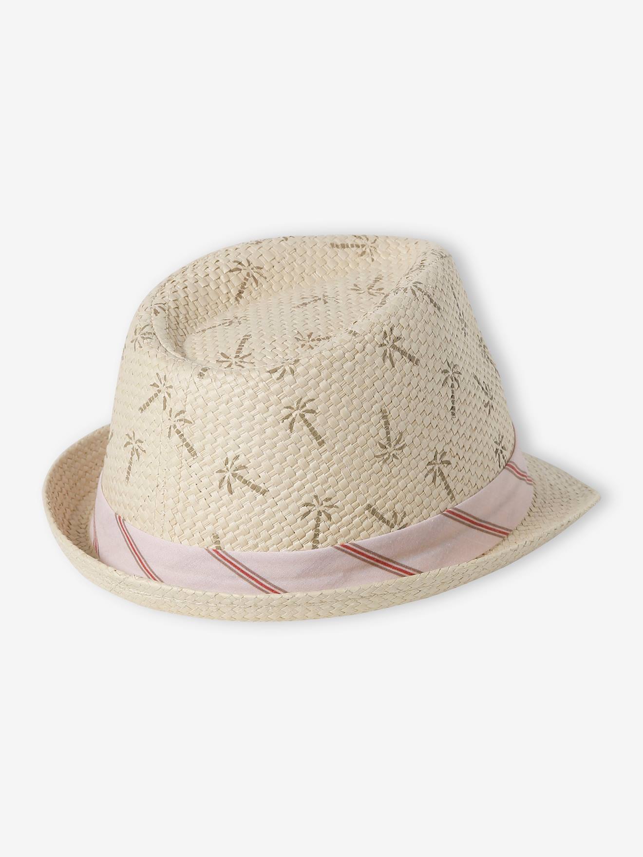 Vertbaudet Jungen Baby Strohhut mit Hutband - beige