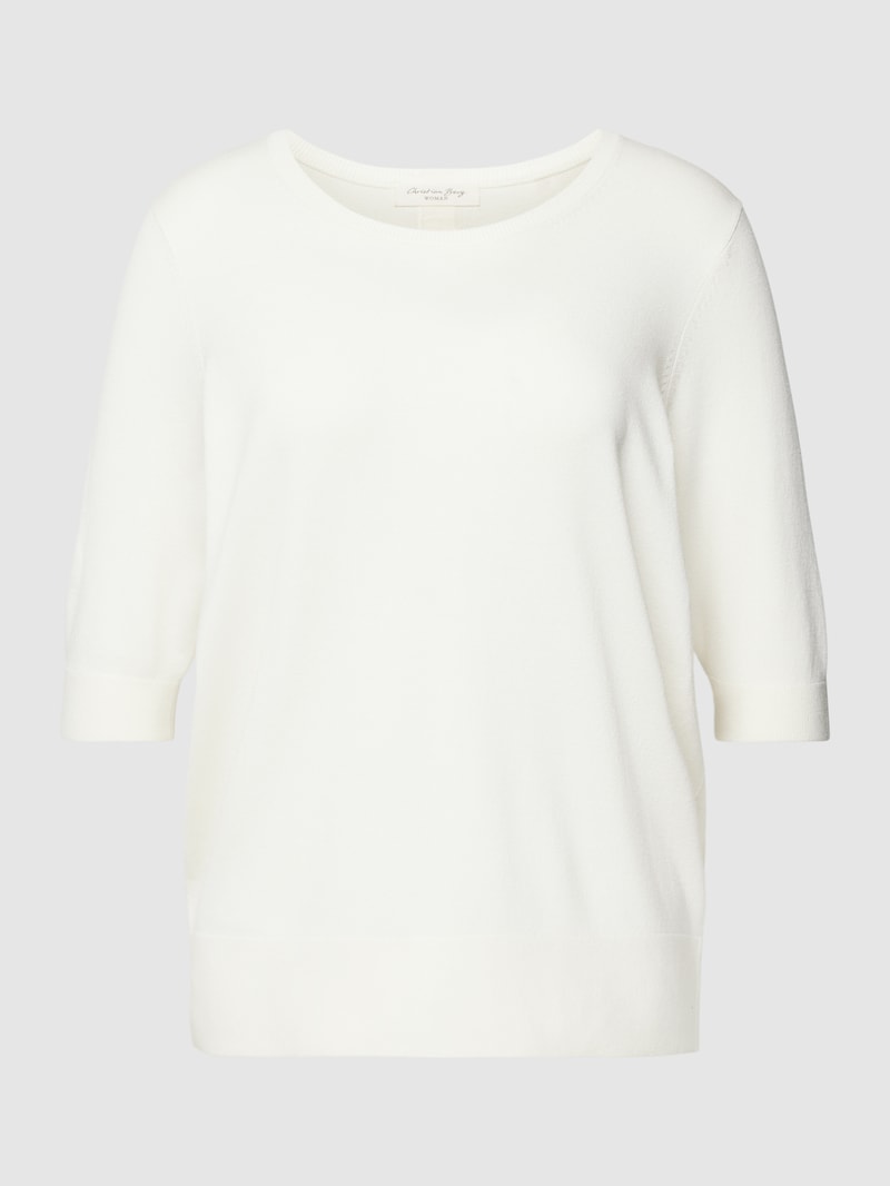 Strickpullover aus Viskose-Mix mit Rundhalsausschnitt in offwhite