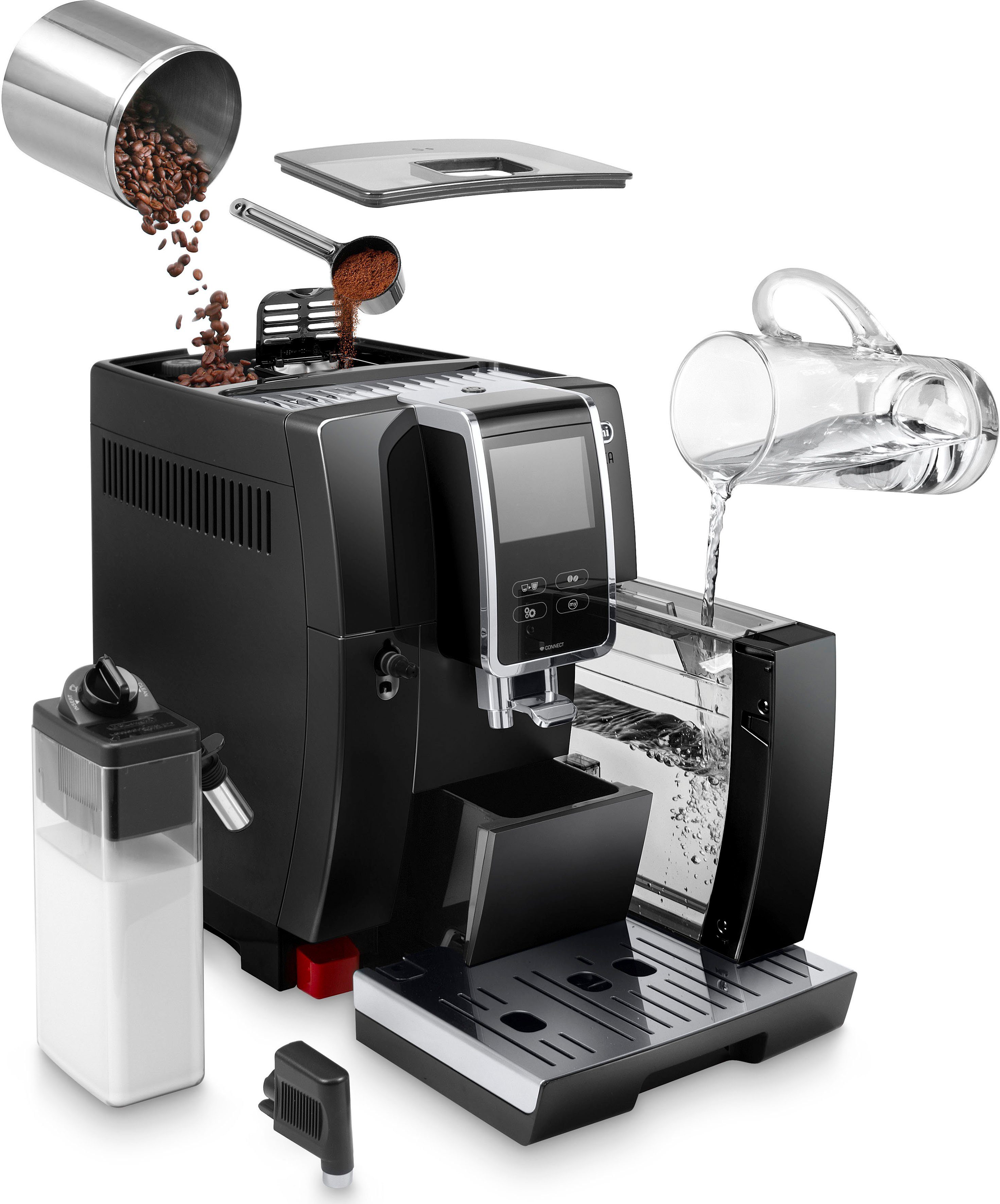 De'Longhi Kaffeevollautomat Dinamica Plus ECAM 370.70.B, mit LatteCrema Milchsystem und Kaffeekannenfunktion
