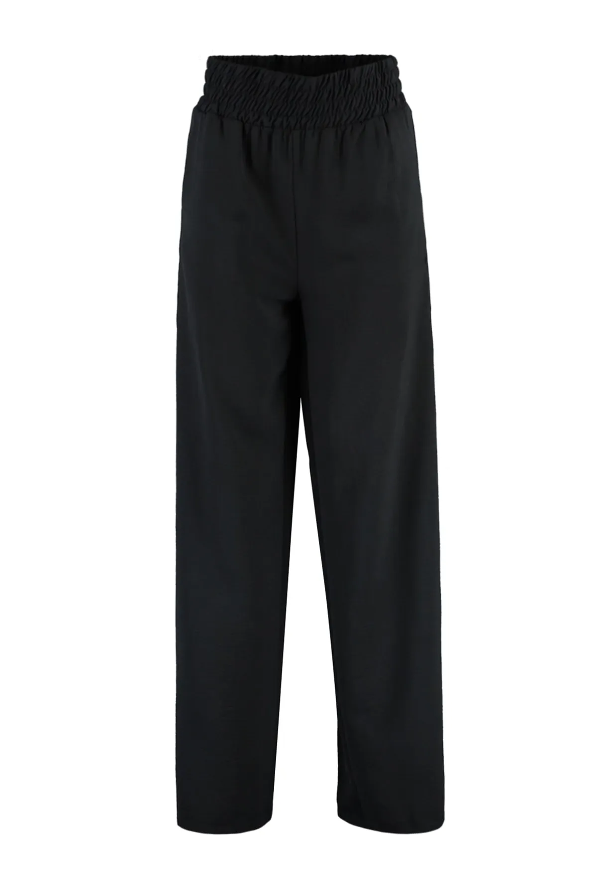 Trendyol Collection  Schwarze Webhose mit weitem Bein und elastischem Bund TWOSS22PL00024