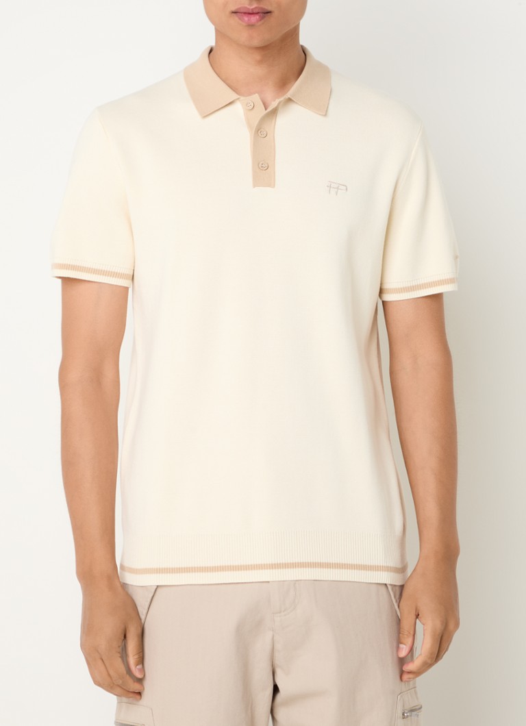 Filling Pieces Fino pletena polo majica regularnog kroja s vezom logotipa