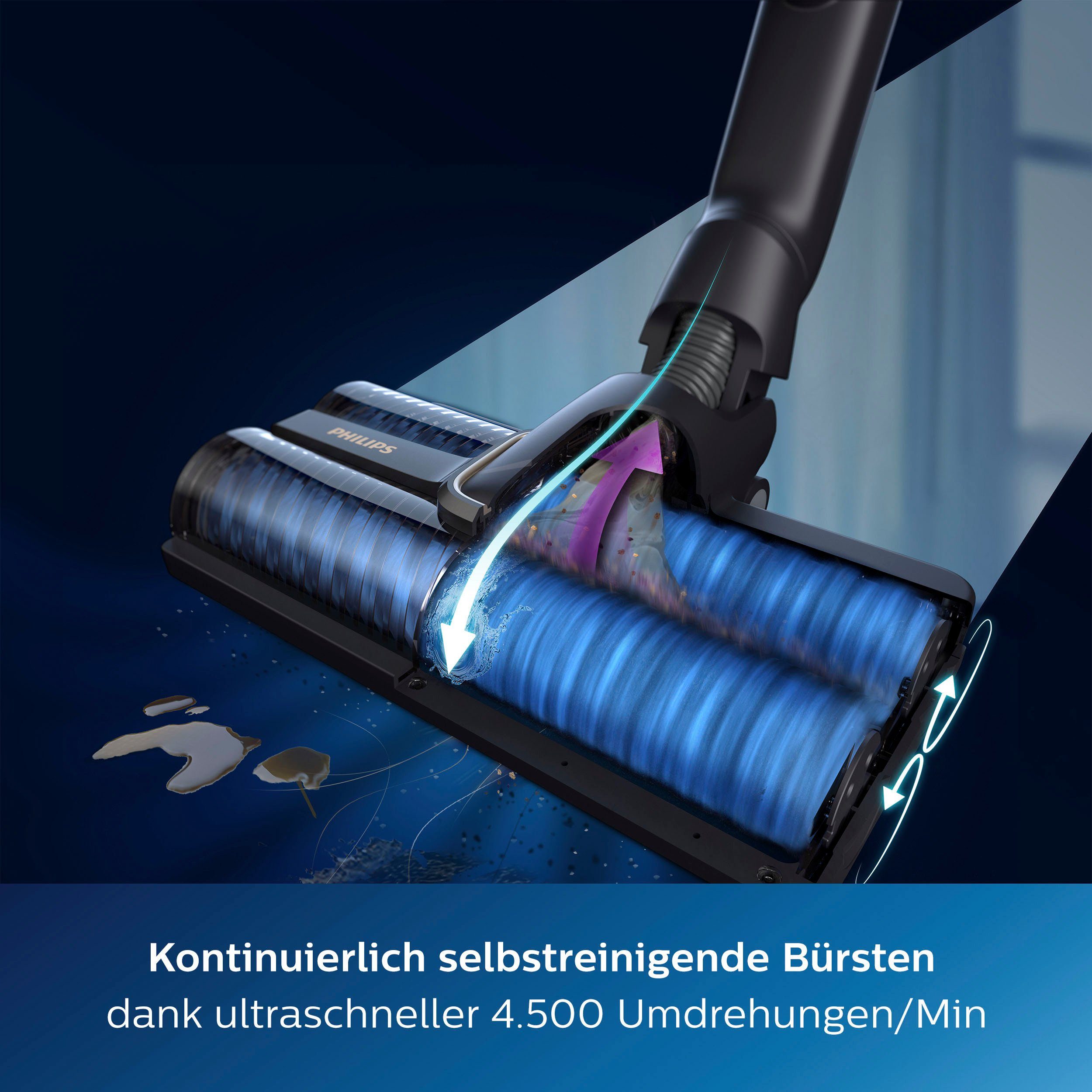 Philips Nass-Trocken-Akkusauger AquaTrio Cordless 9000 Series XW9383, 3-in-1 Saugen und Wischen in einem Zug