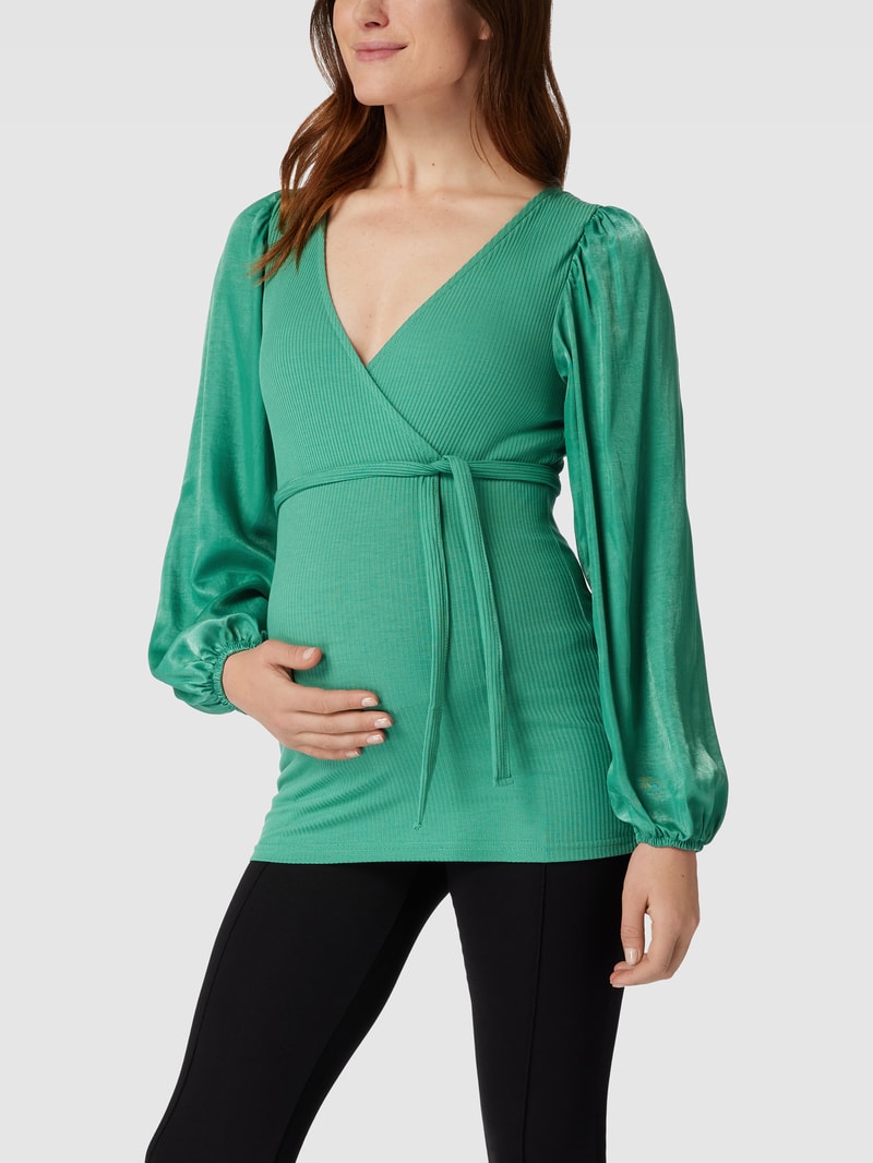 Longsleeve in Wickel-Optik in petrol