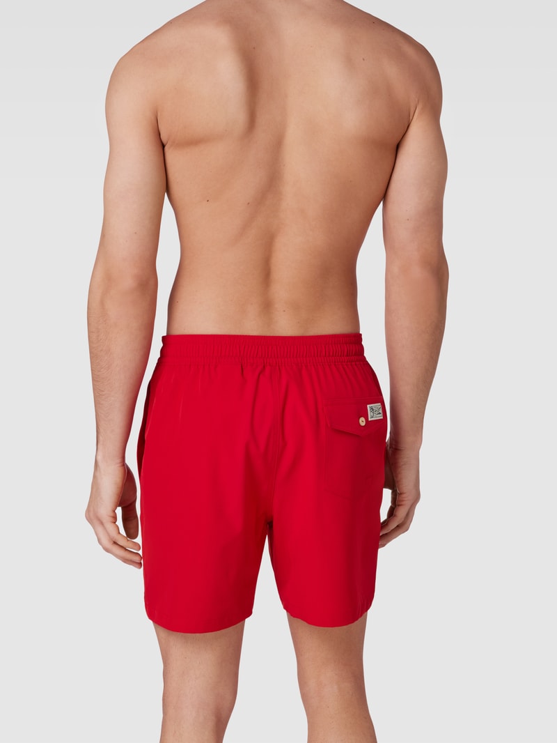 Badehose mit Logo-Stitching Modell 'TRAVELER' in rot