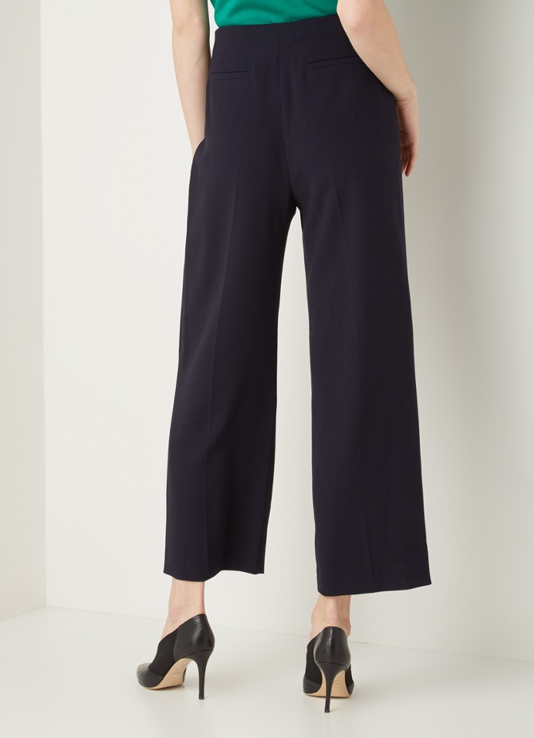 Pantaloni LKBennett Parker cu talie înaltă, lați pe picioare și nasturi decorativi.