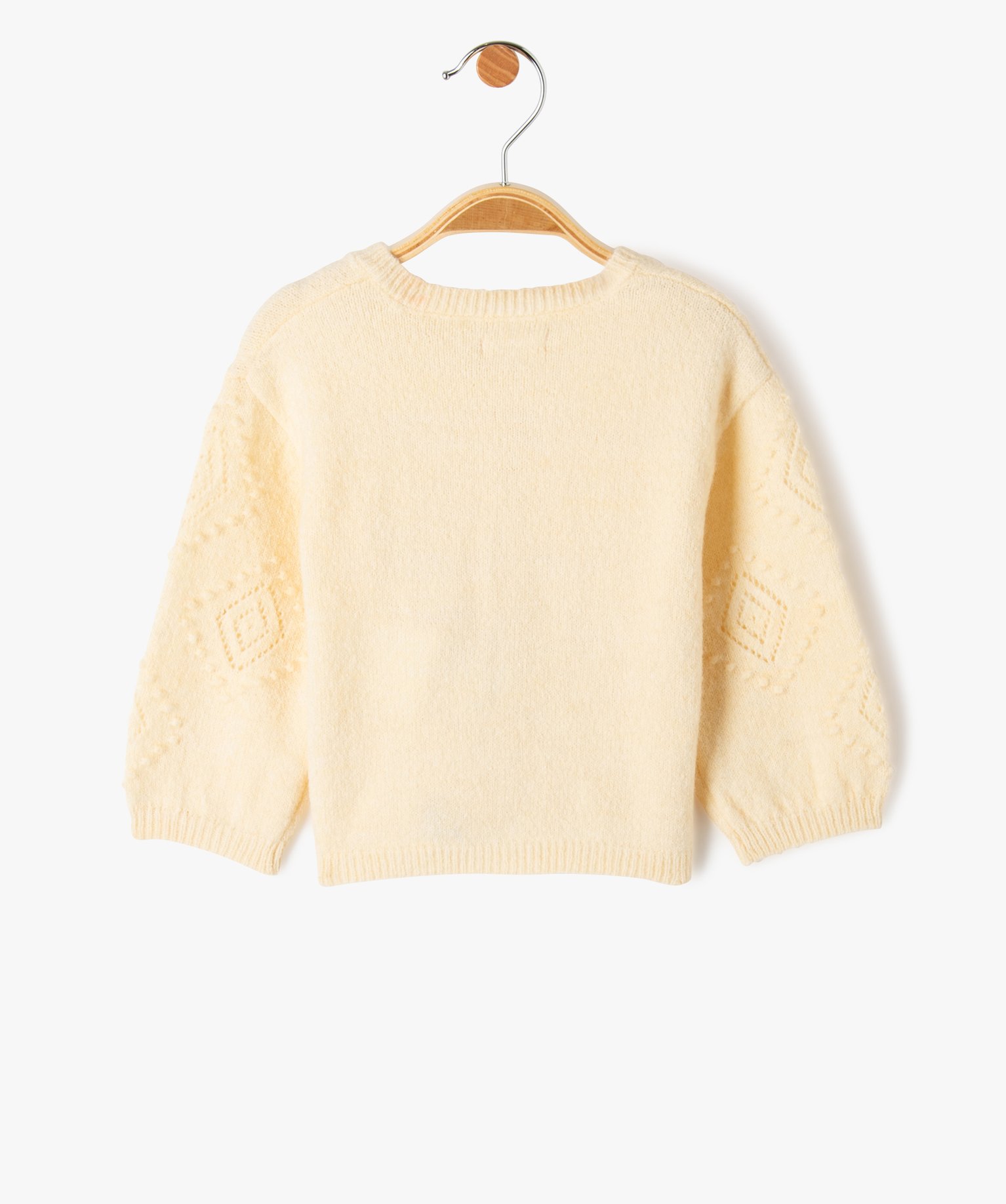 Gilet bébé fille avec manches fantaisie - LuluCastagnette ecru | GEMO