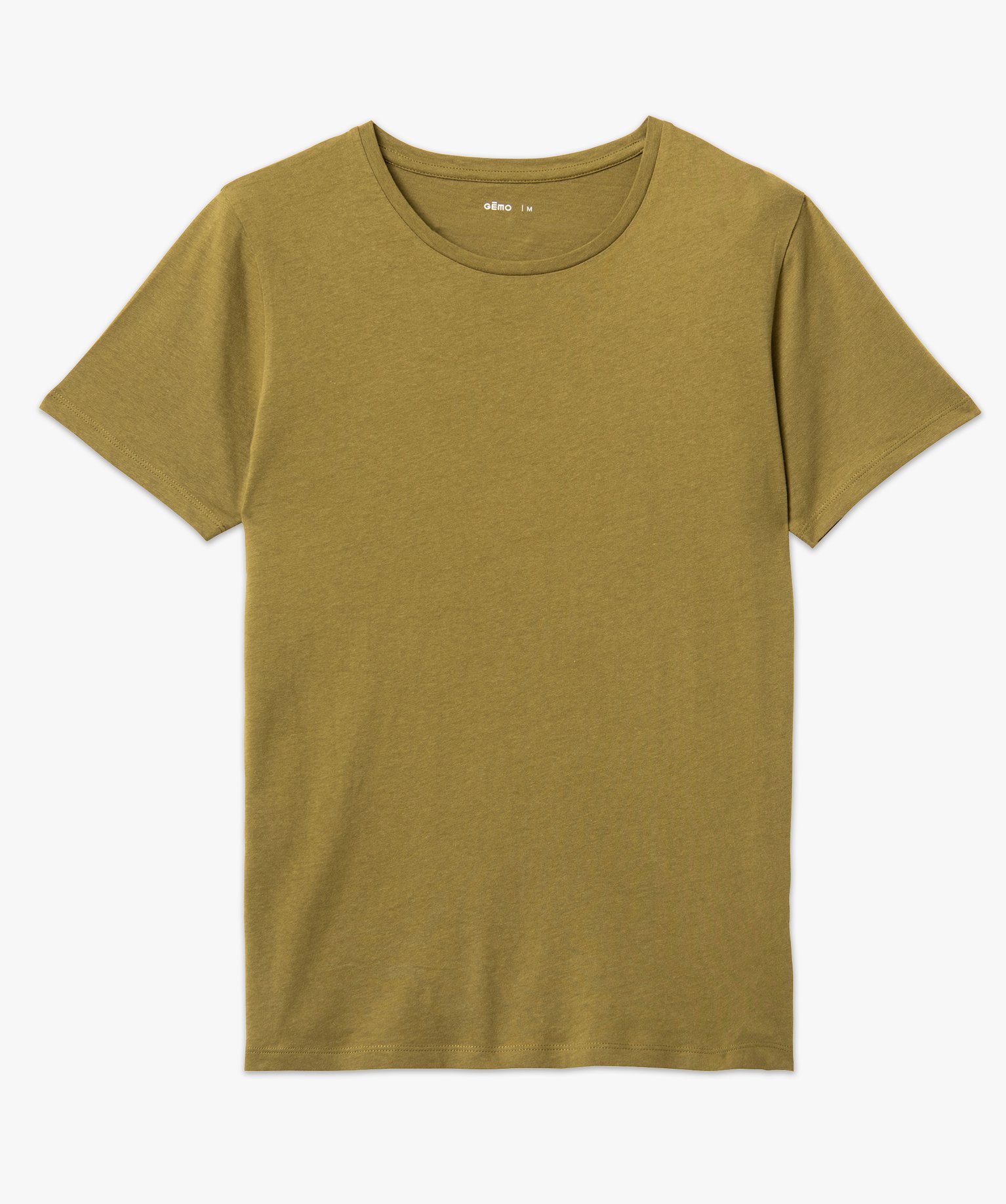 Tee-shirt femme à manches courtes et col rond kaki | GEMO
