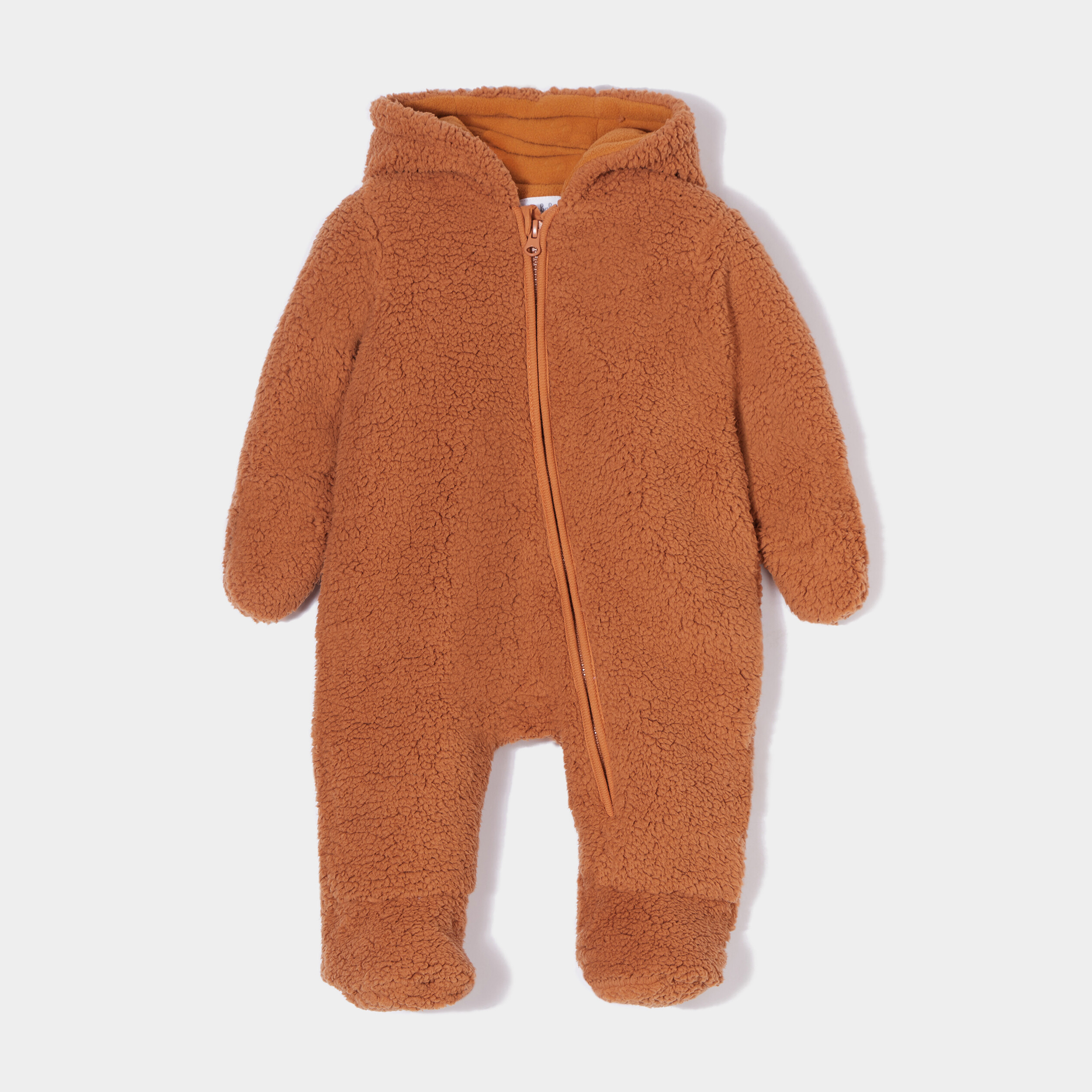 Combinaison pilote imitation mouton marron cognac bébé garçon | La Halle