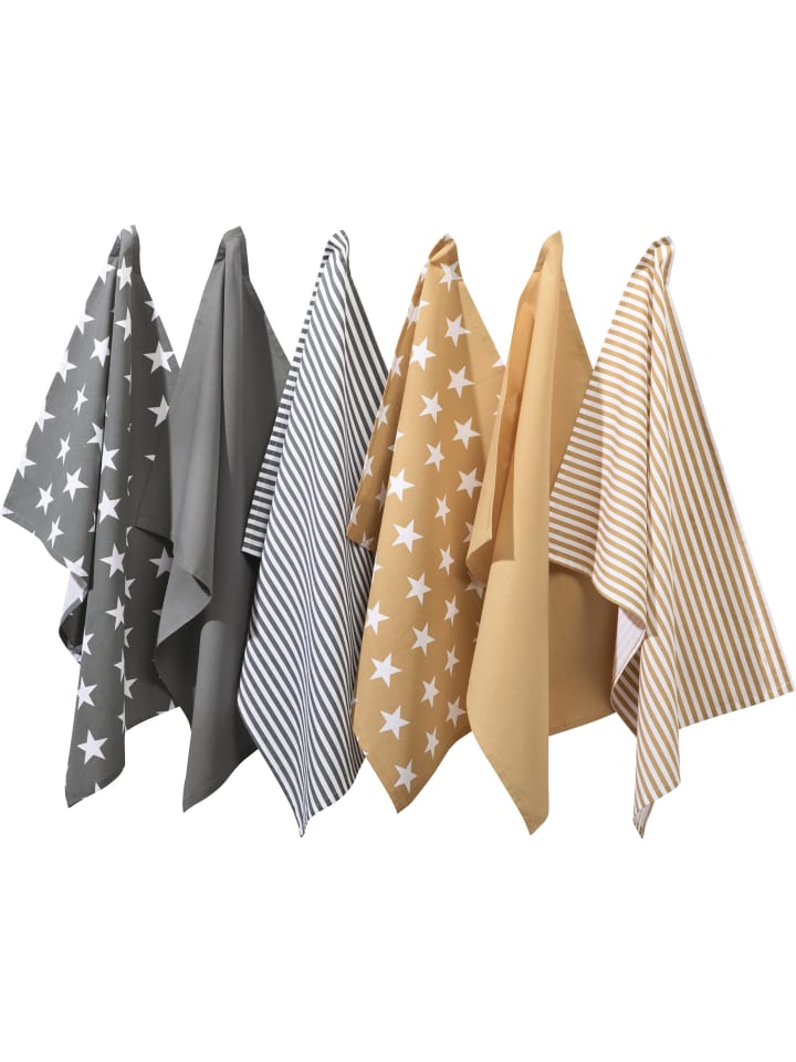 REDBEST Geschirrtuch 6er-Pack in grau/beige günstig kaufen 50 x 70 cm
