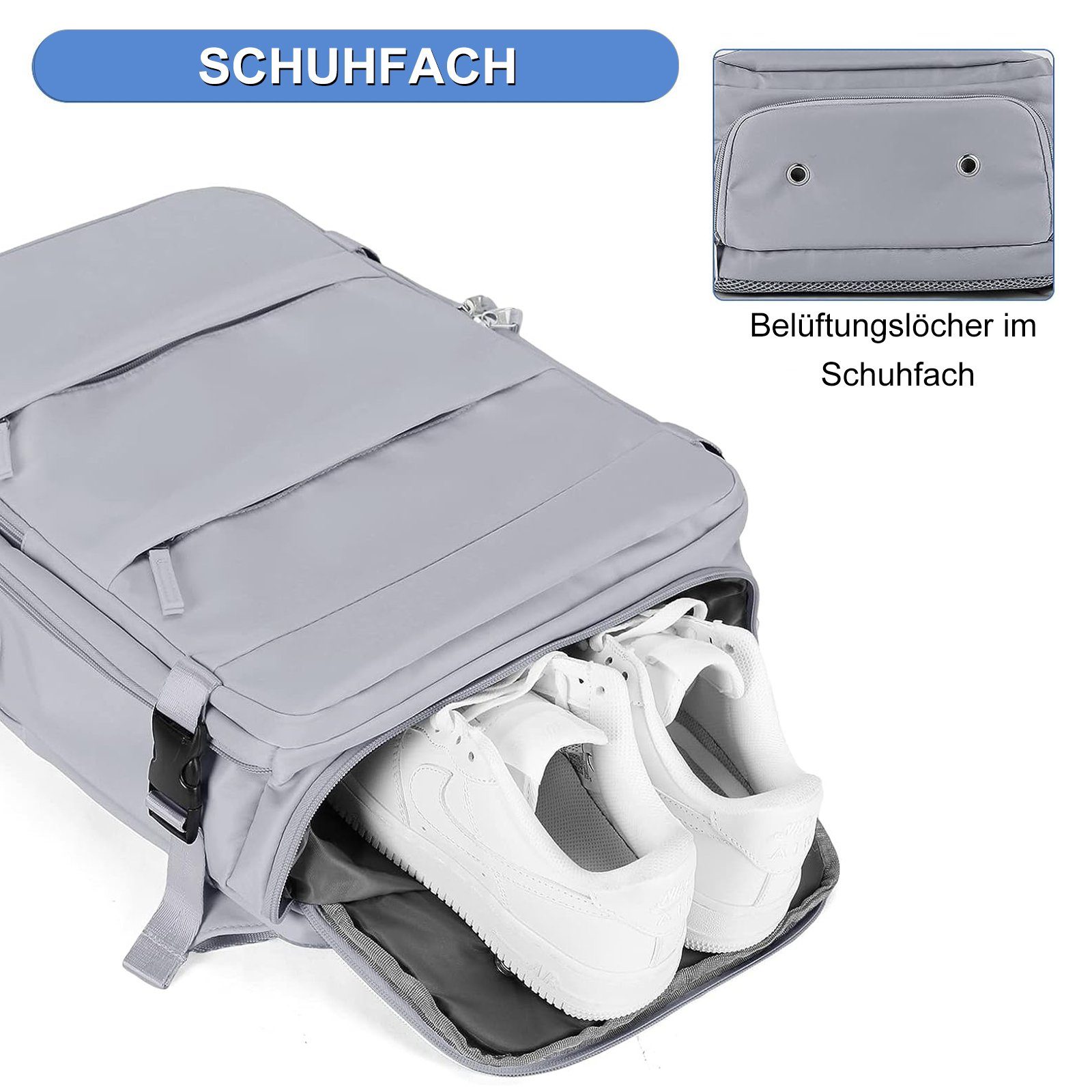 INTEBIKI Reiserucksack Lässiger Rucksack Damen und Herren (Reiserucksack wasserdicht groß mit USB-Lade-Anschluss für 15,6